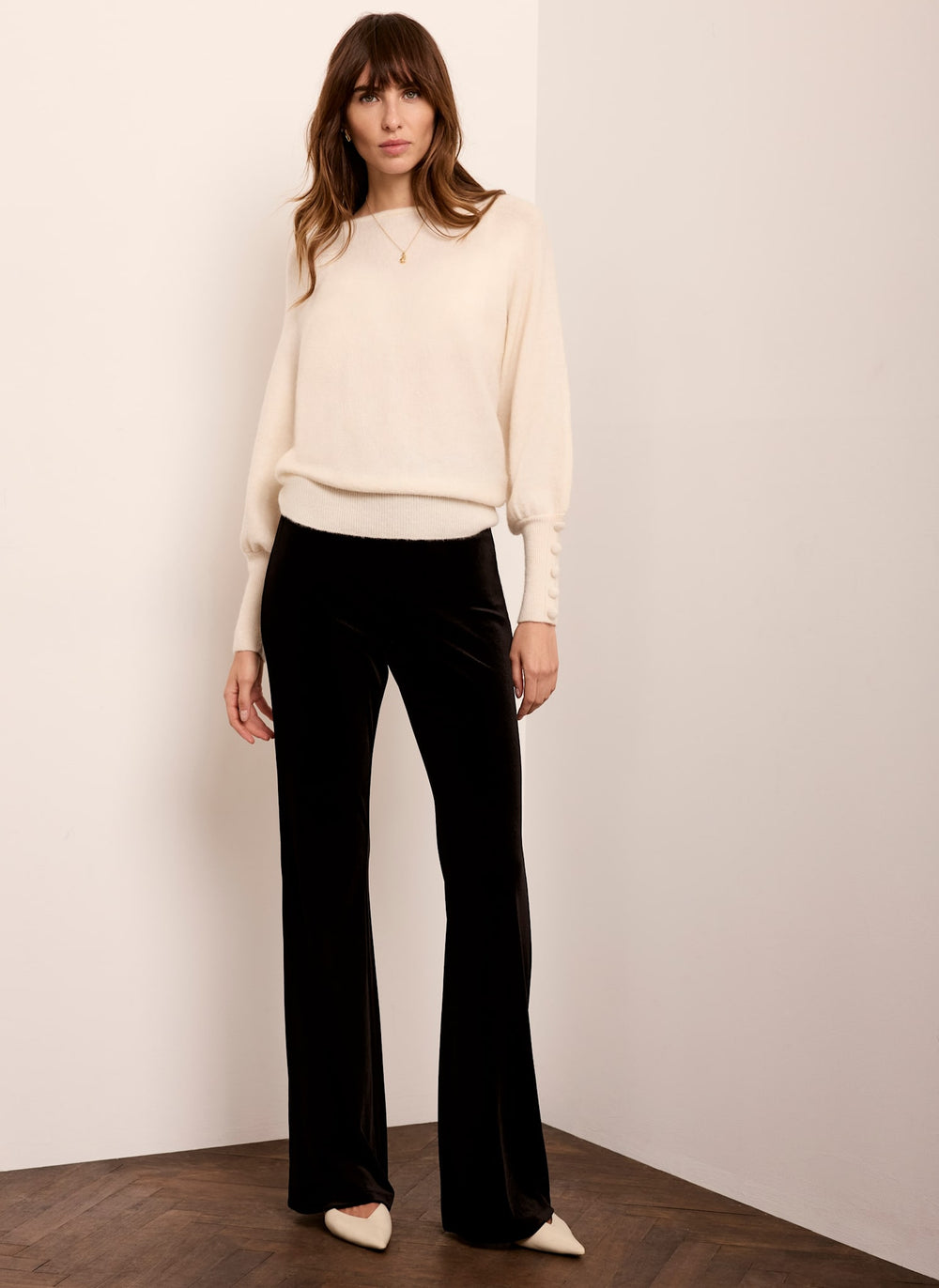 Black Velvet Wide Leg Trousers
