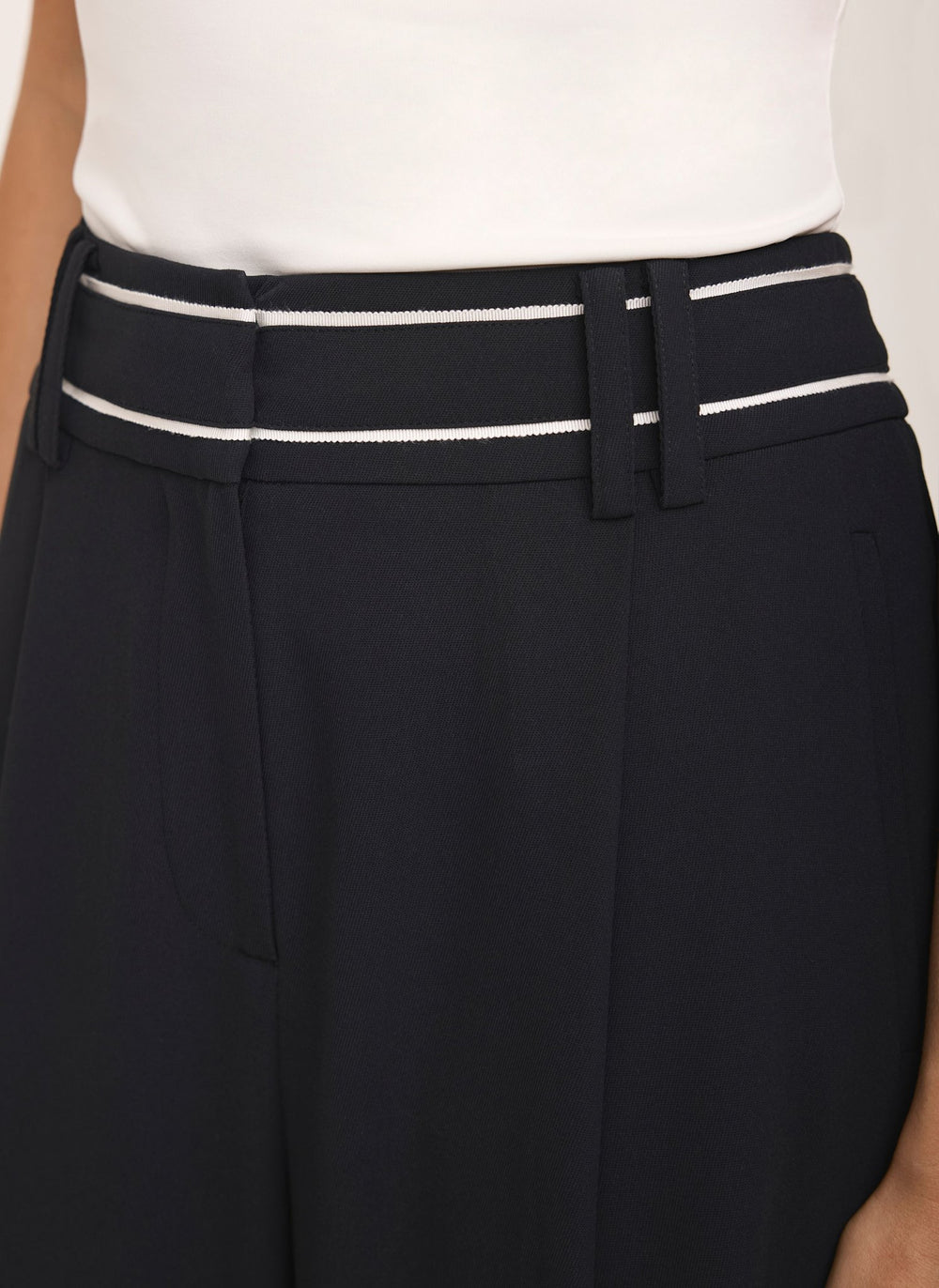 Black Waist Detail Wide Trousers