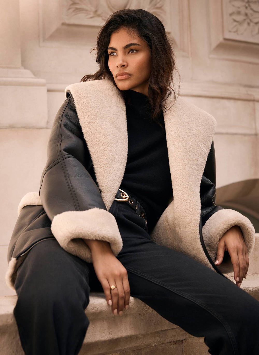Black Waterfall Bonded Borg Jacket