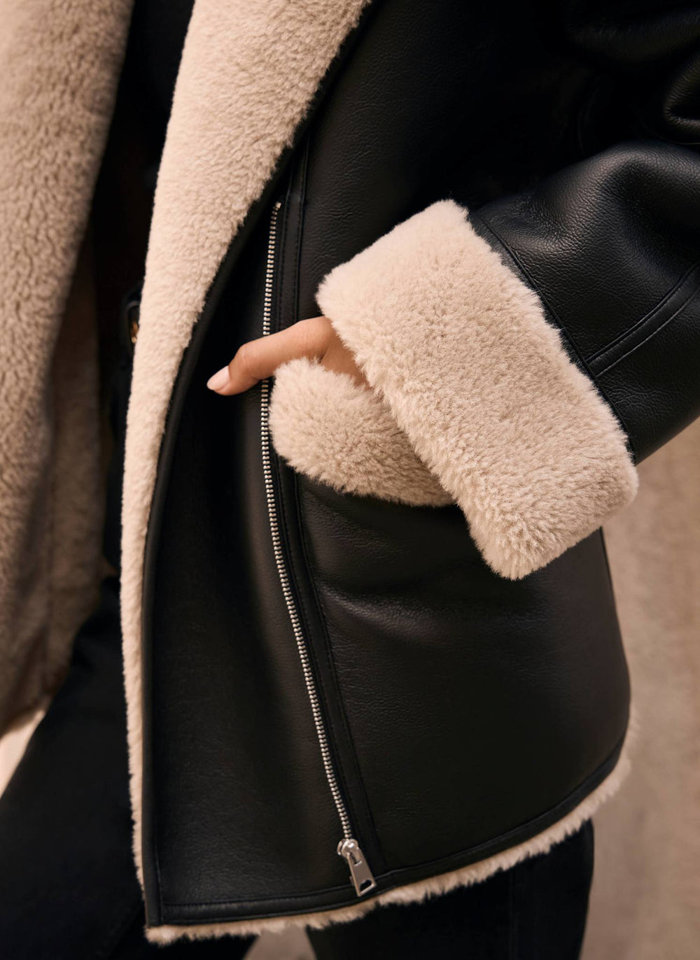 Black Waterfall Bonded Borg Jacket