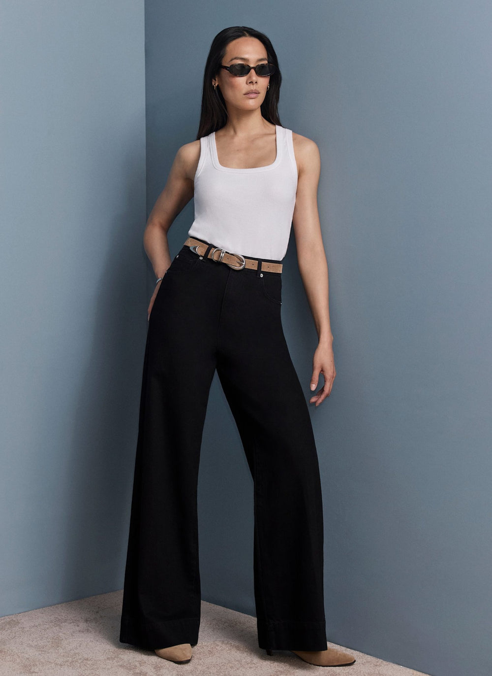 Black Relaxed Wide Leg Jeans
