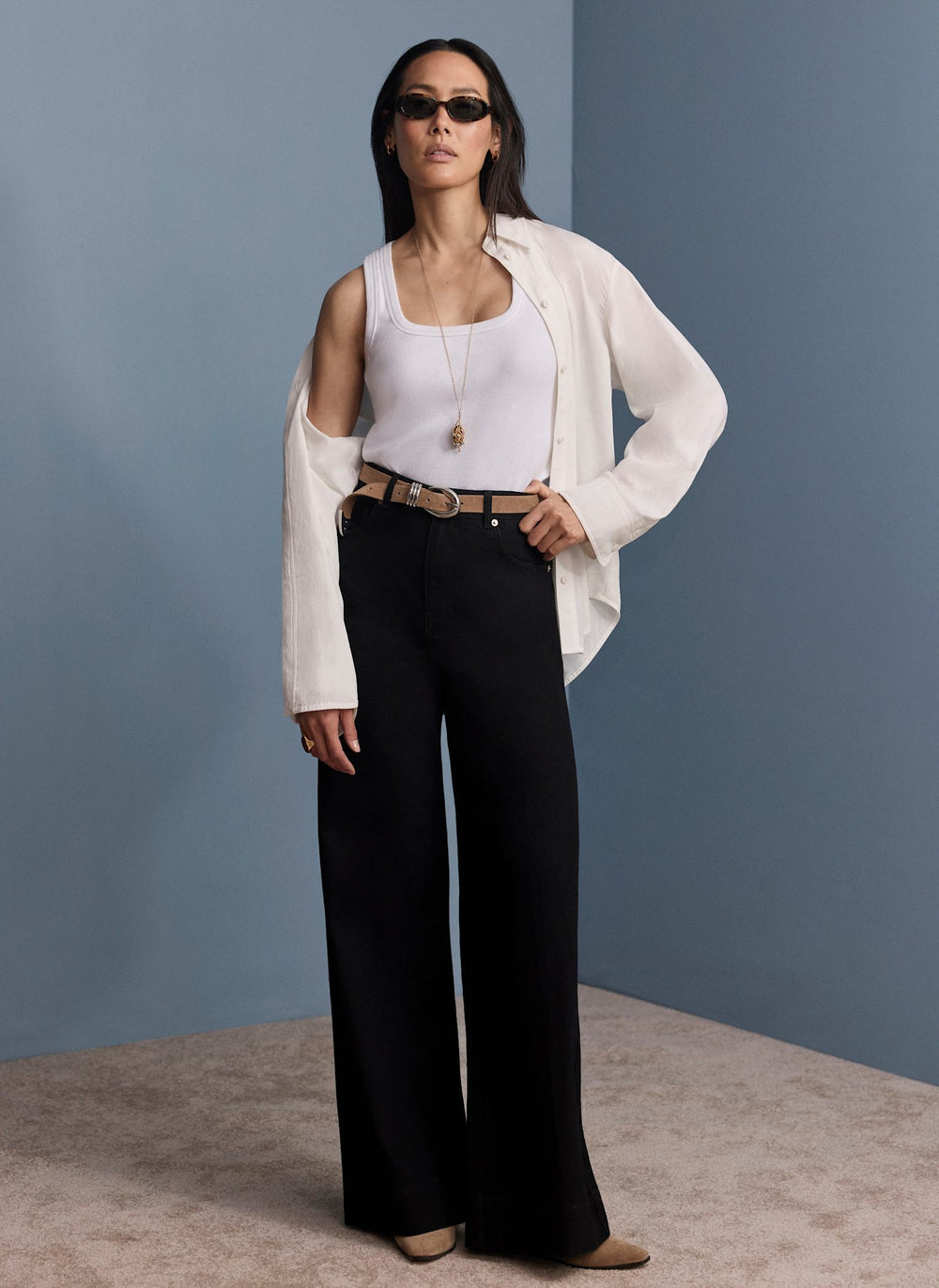 Black Relaxed Wide Leg Jeans