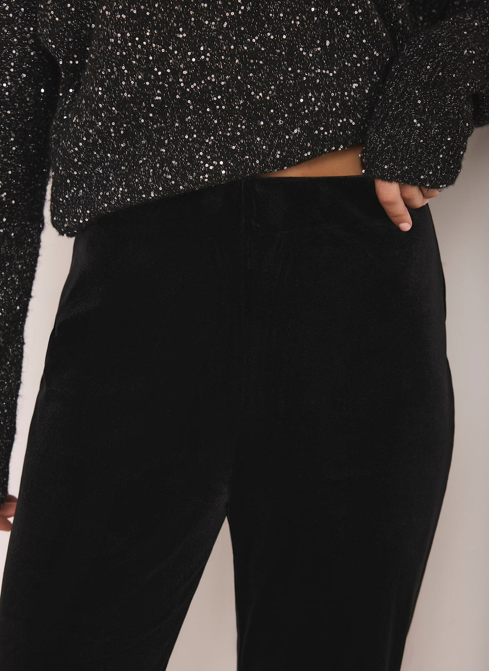 Black Velvet Wide Trousers