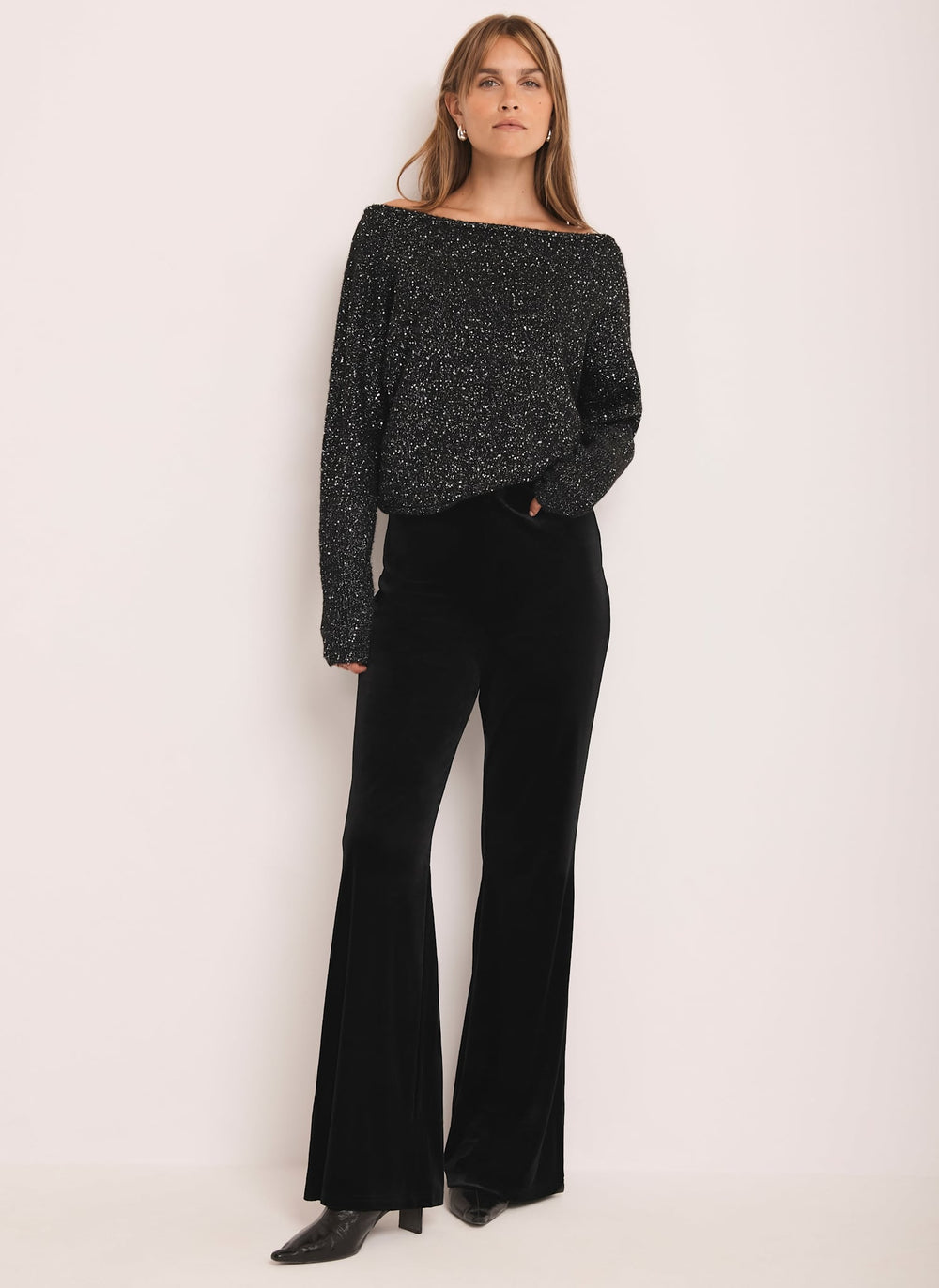Black Velvet Wide Trousers