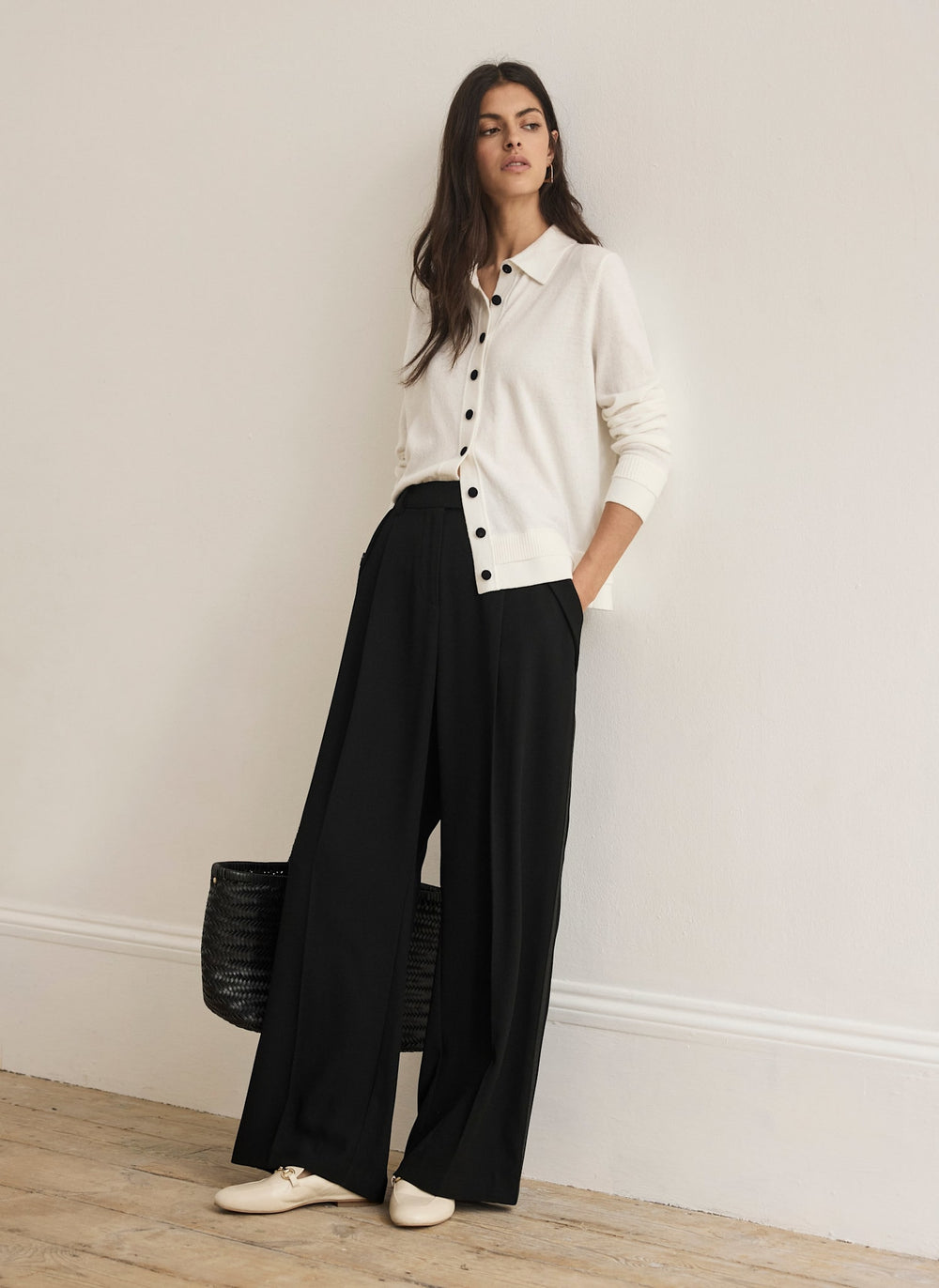 Black Tailored Wide Trousers