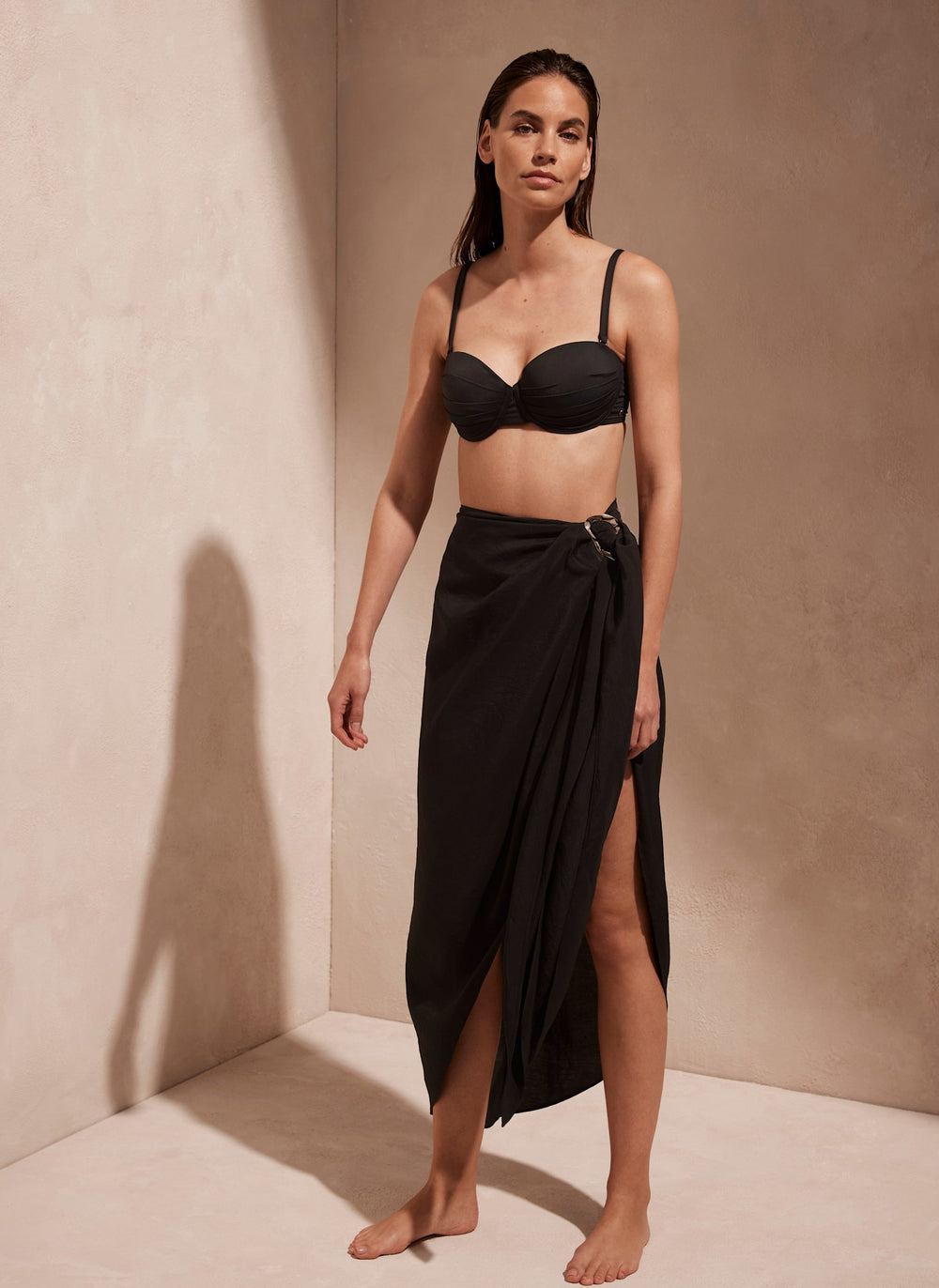 Black Gold Trim Sarong