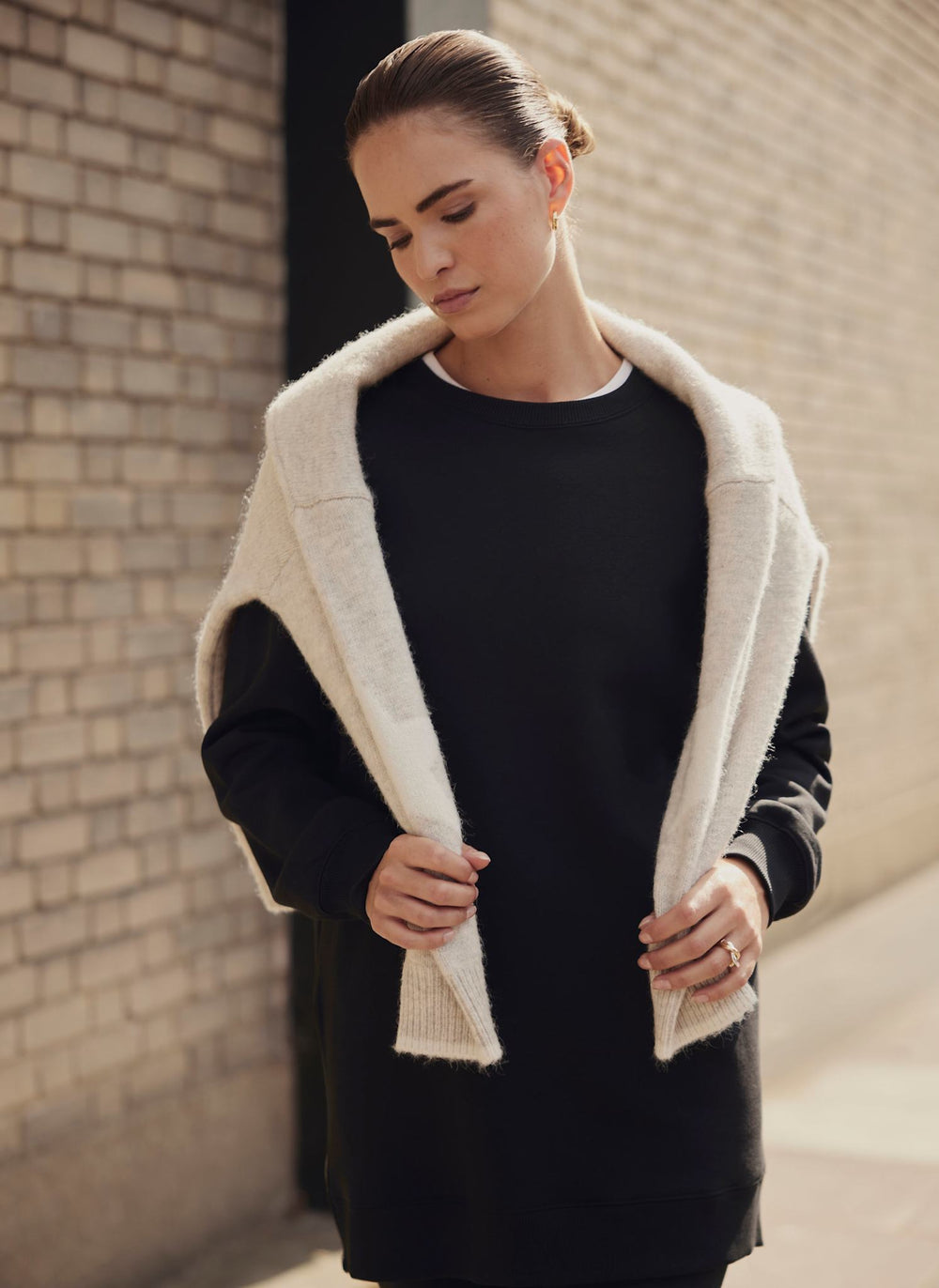 Black Zip Longline Sweatshirt