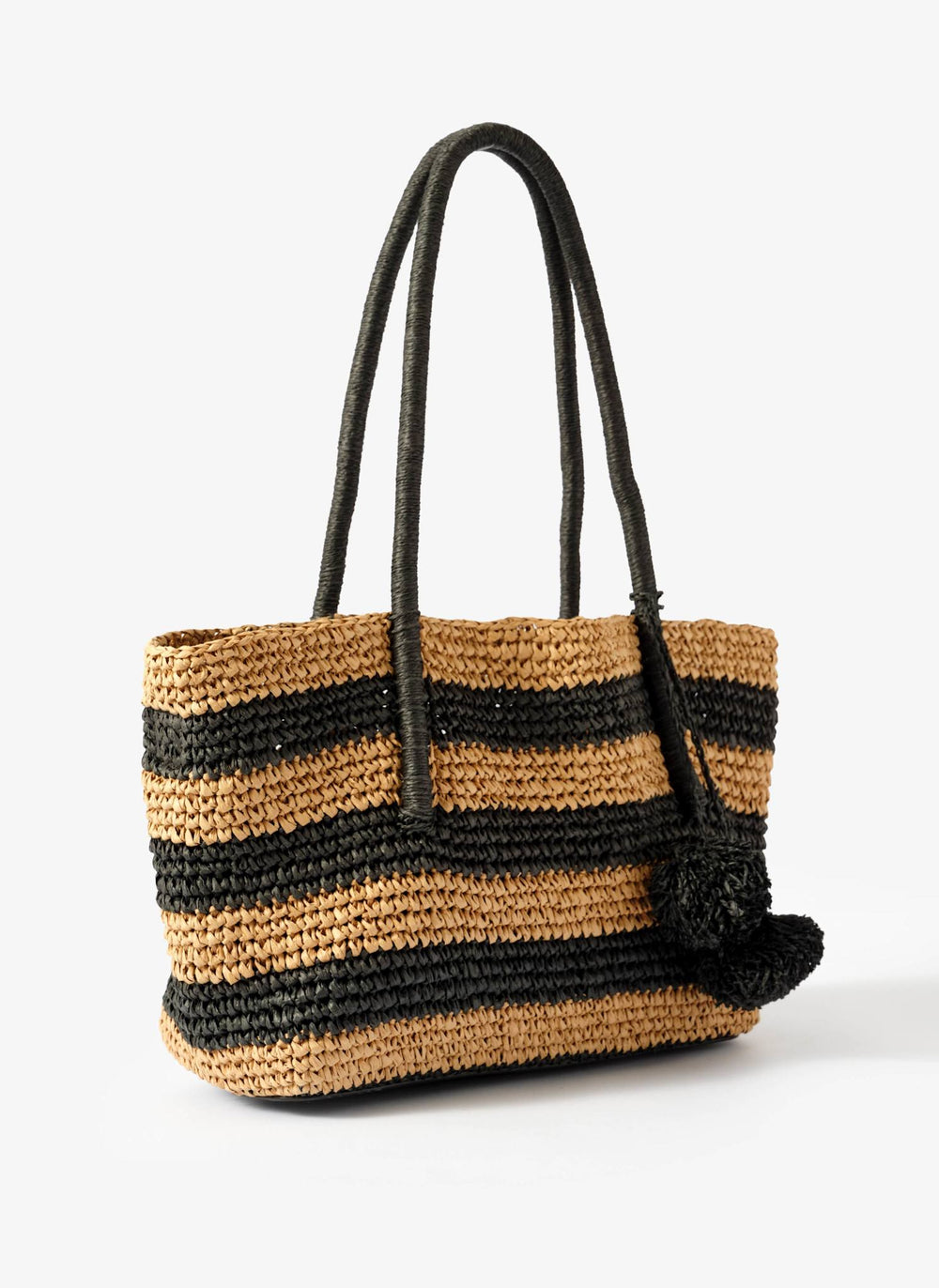 Blake Neutral Stripe Woven Tote Bag