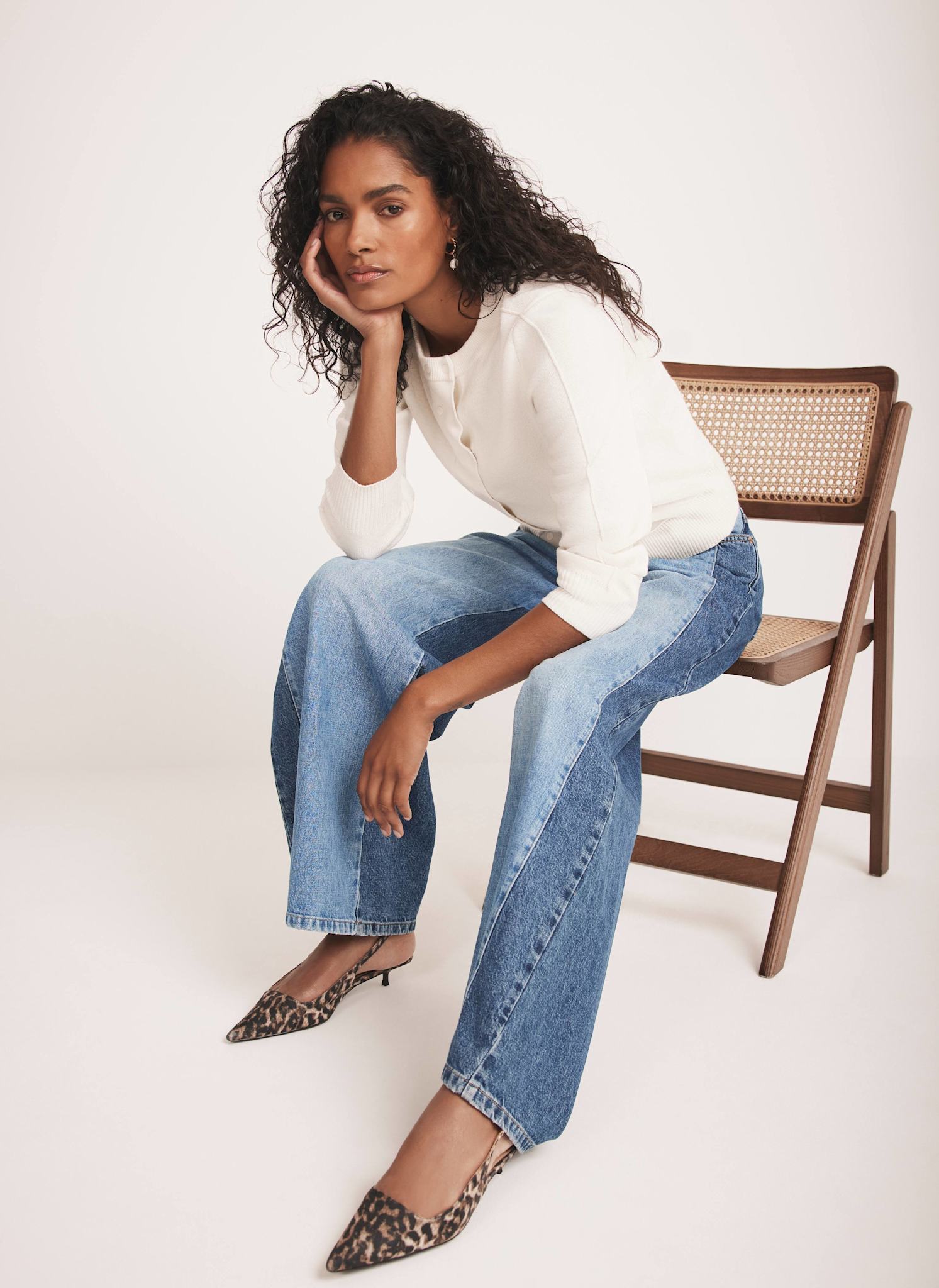 Indigo Contrast Denim Wide Leg Jeans – Mint Velvet