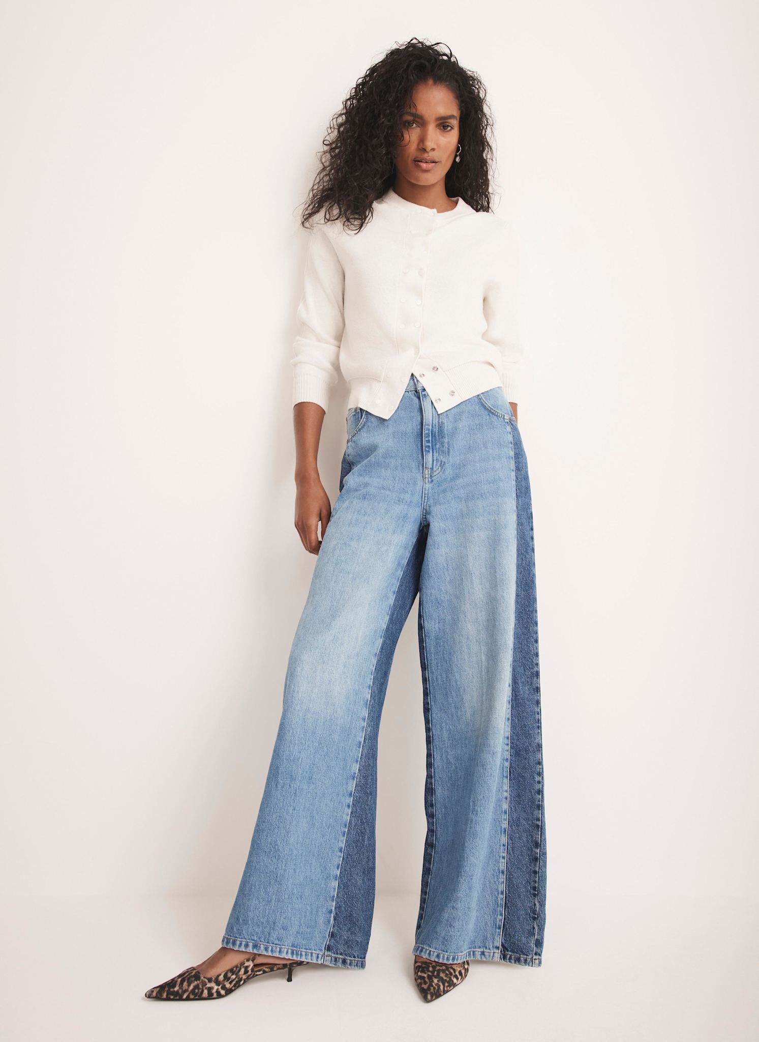 Indigo Contrast Denim Wide Leg Jeans – Mint Velvet