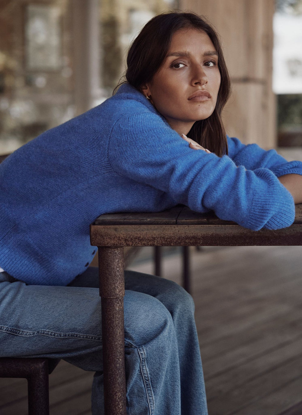 Blue Button Detail Cardigan