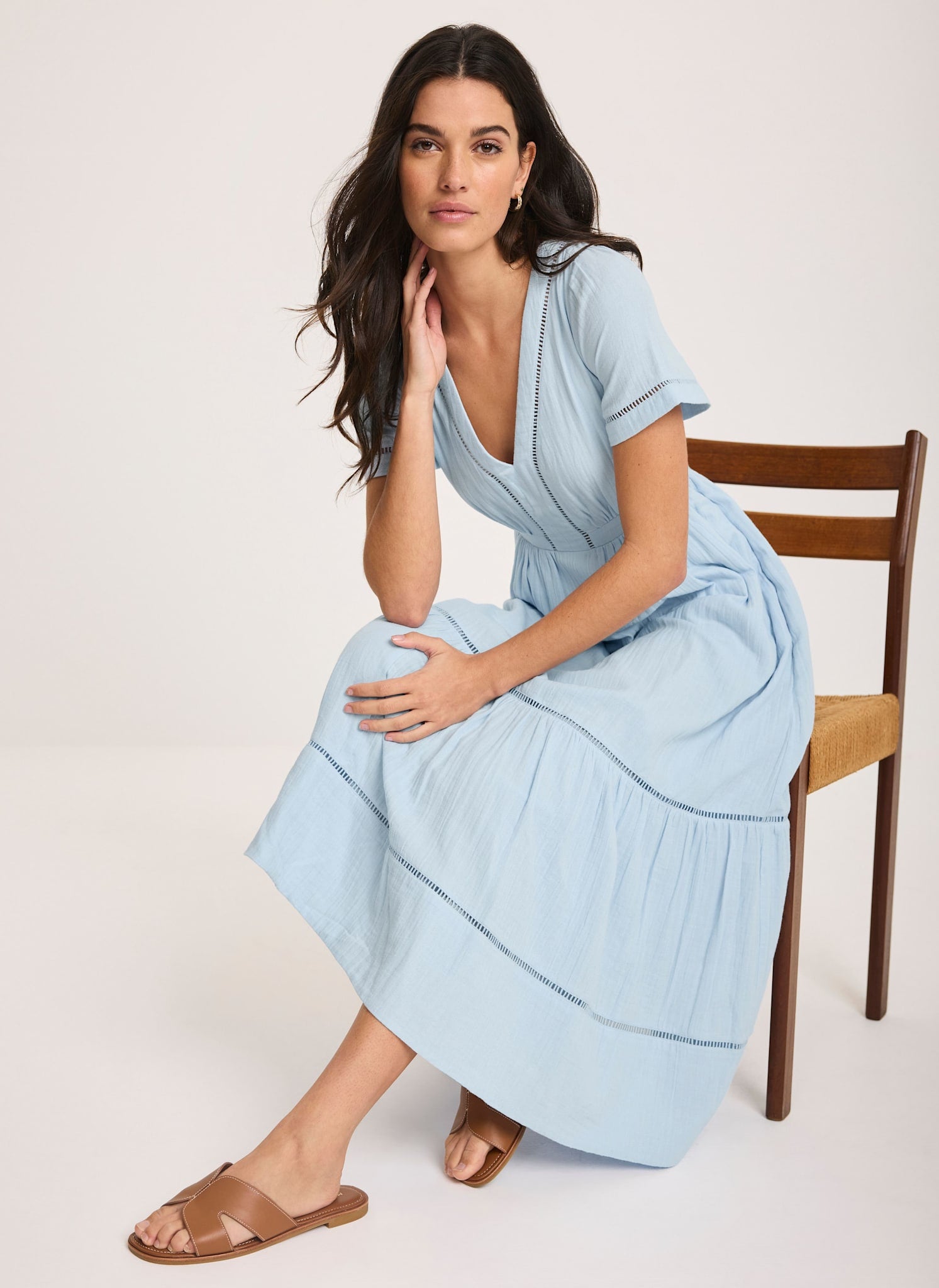 Blue Cotton Cheesecloth Midi Dress – Mint Velvet