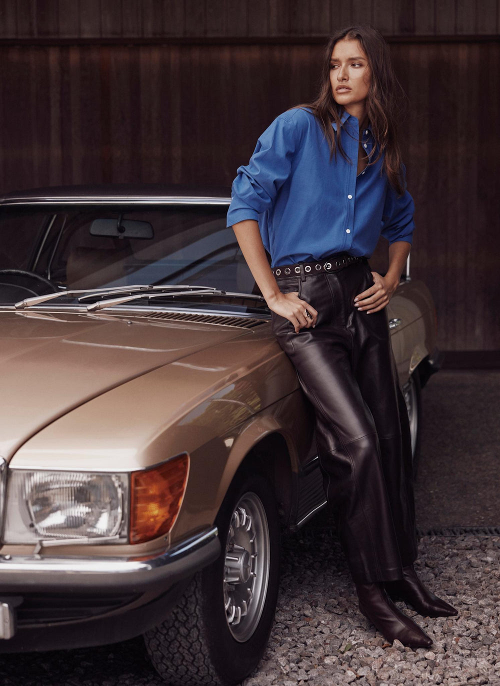 Blue Cotton Blend Tailored Shirt