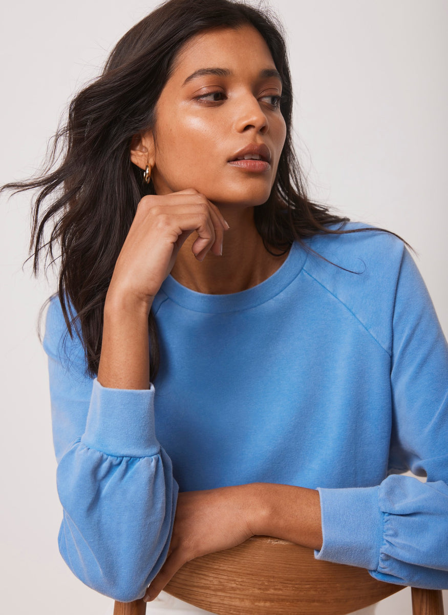 Blue Cotton Washed Sweatshirt – Mint Velvet