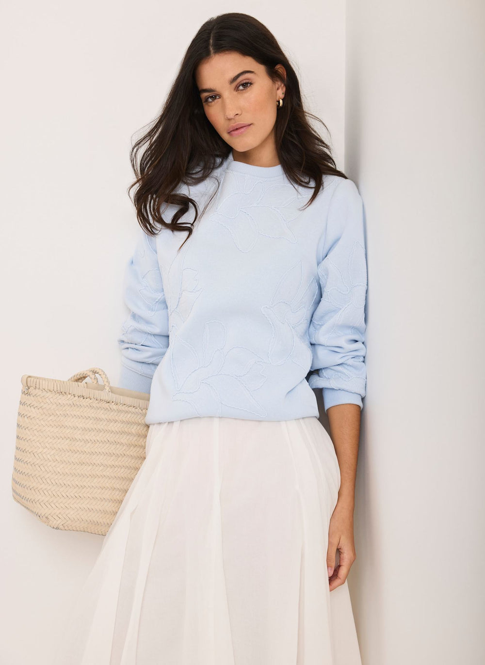 Pale Blue Embroidered Sweatshirt
