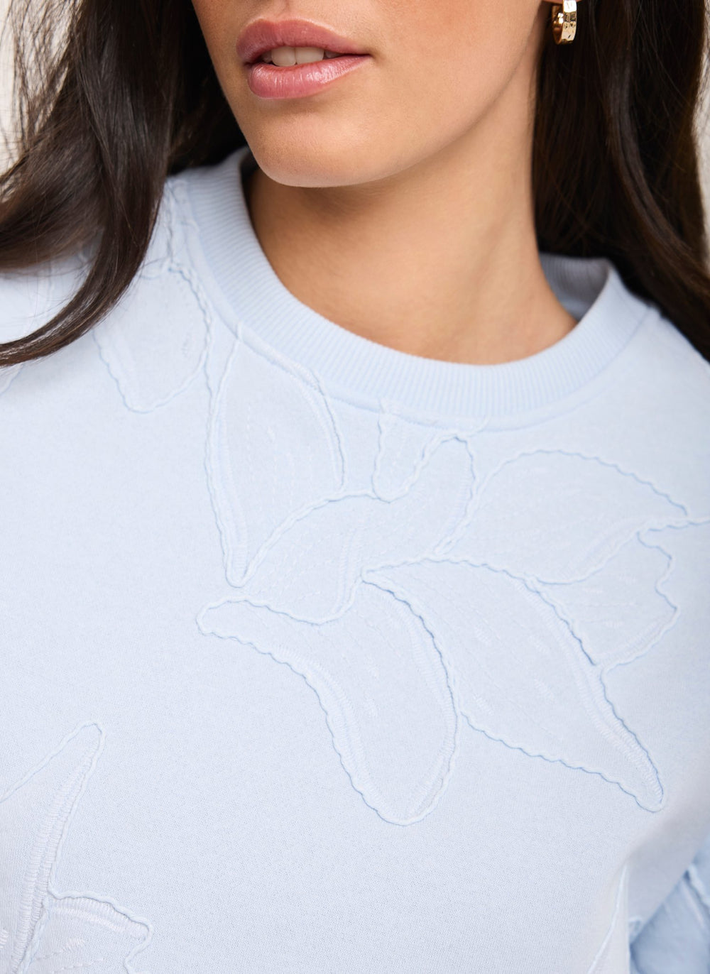 Pale Blue Embroidered Sweatshirt