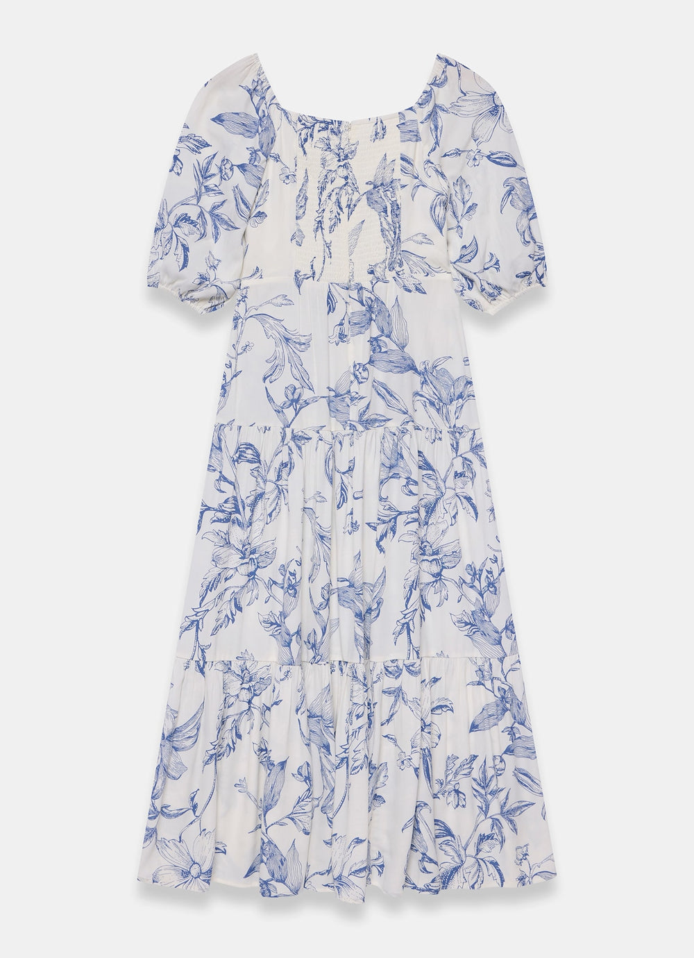 solid blue maxi dress Solid Color Smocked Maxi Dress in Blue
