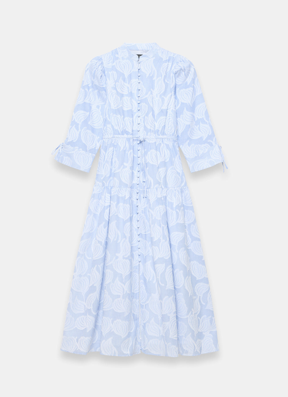 Blue Cotton Floral Shirt Midi Dress Blue Cotton Floral Shirt Midi Dress