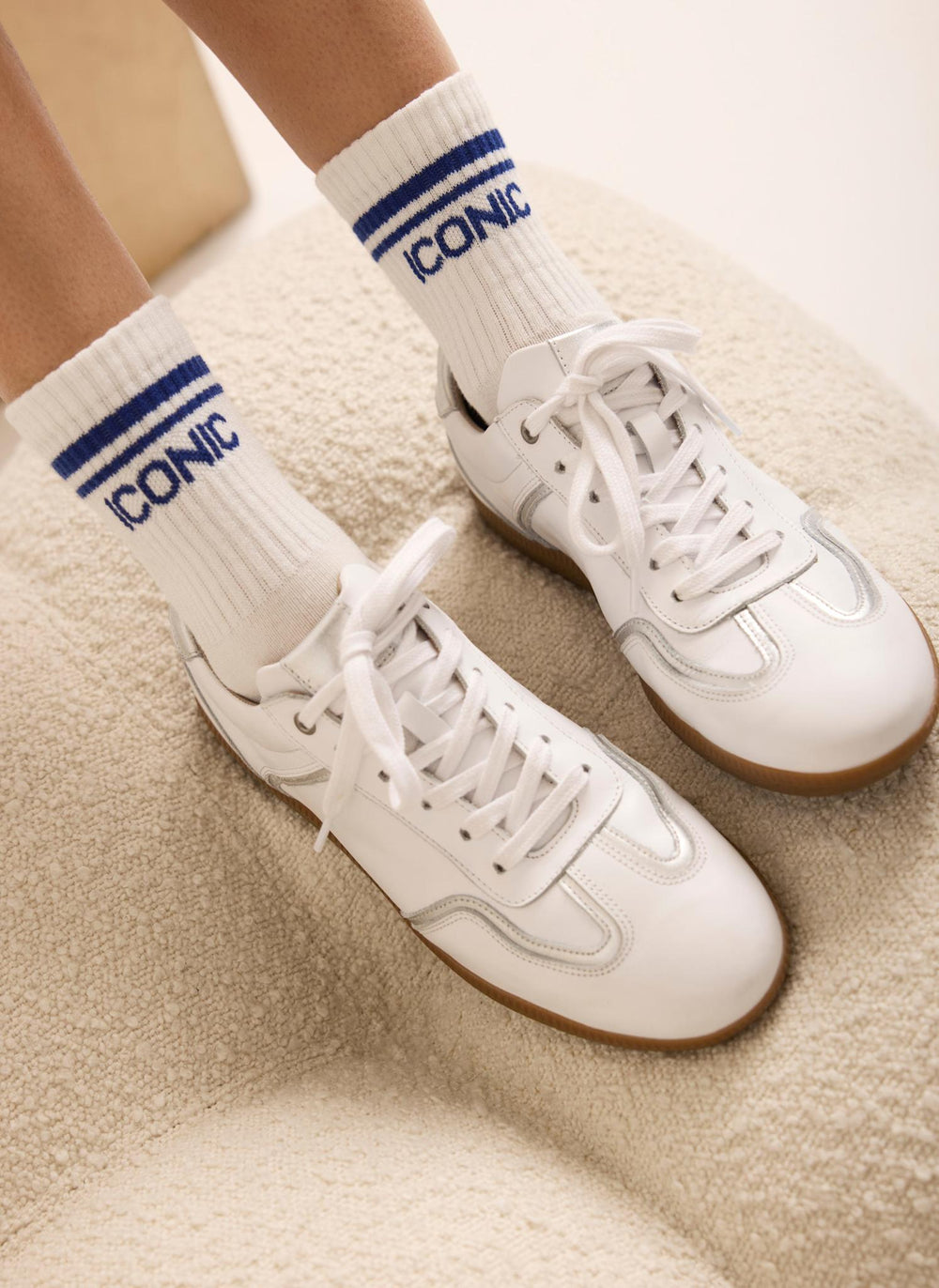 Blue Iconic Slogan Ankle Socks