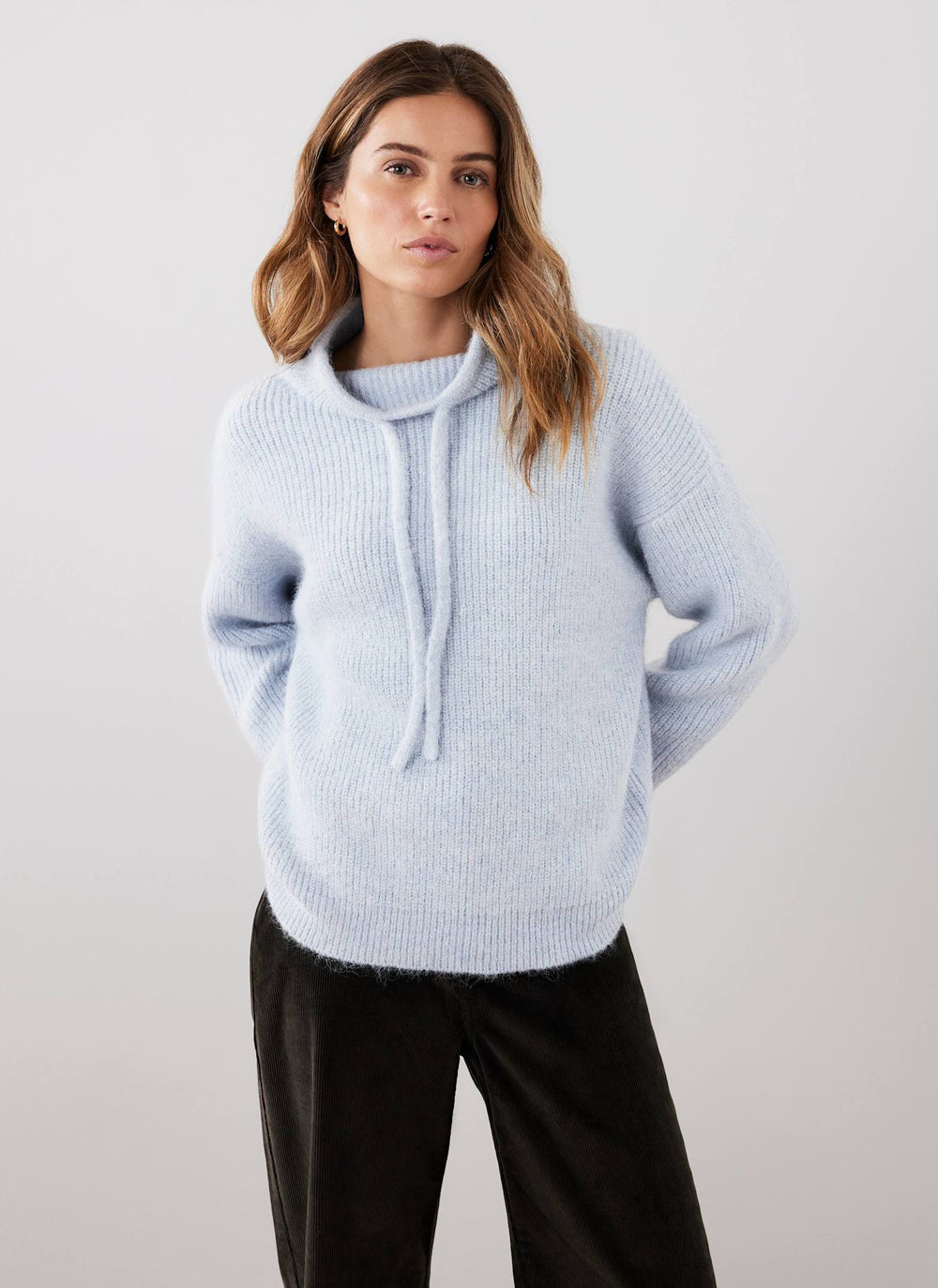 Blue Knit High Neck Jumper