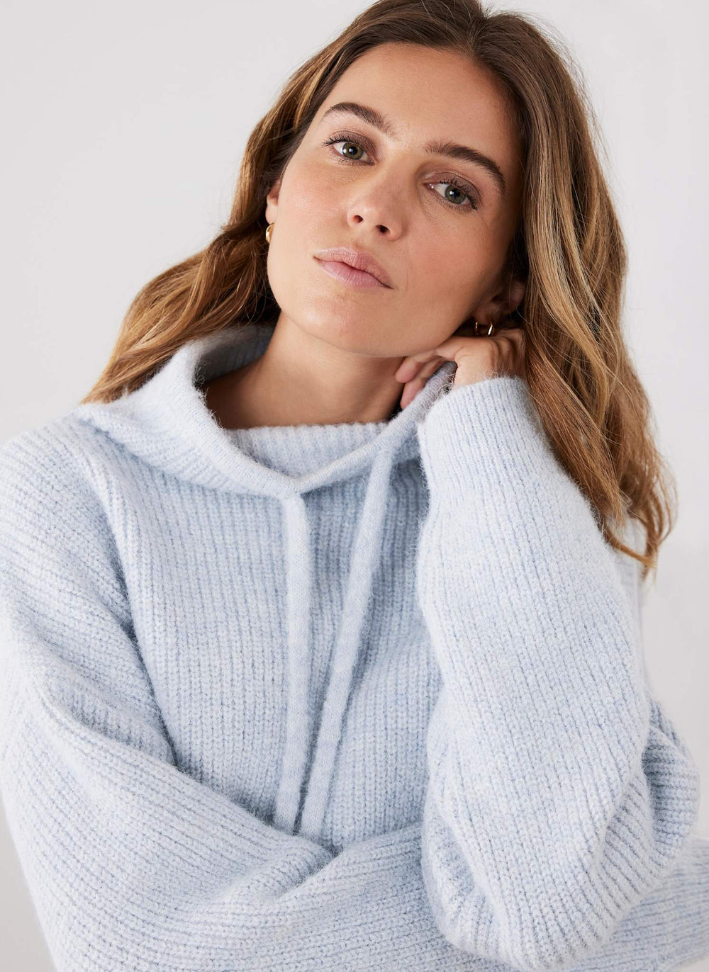 Blue Knit High Neck Jumper