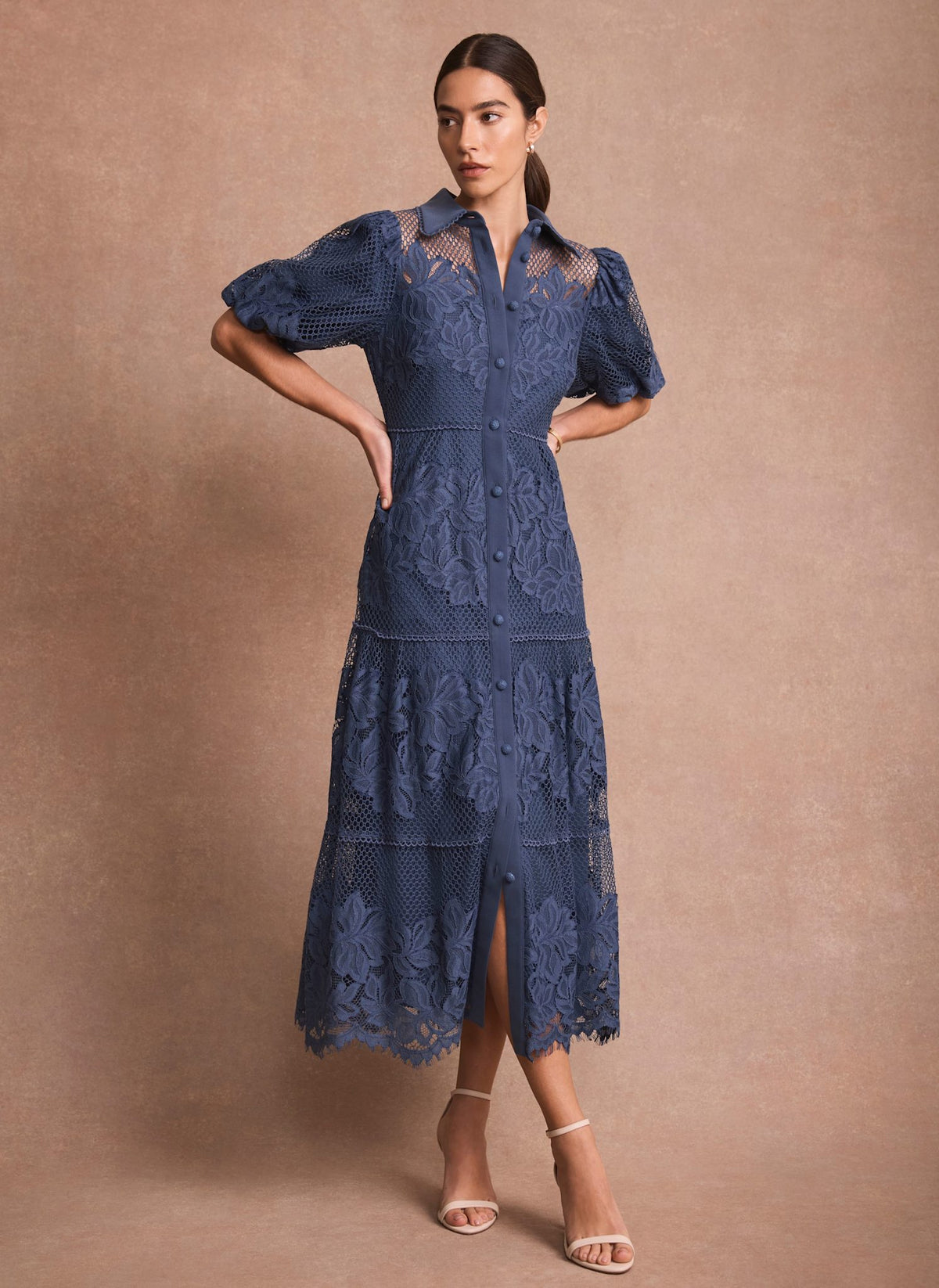 Blue Lace Midi Shirt Dress – Mint Velvet