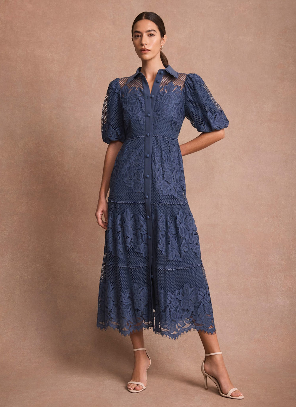 Blue Lace Midi Shirt Dress – Mint Velvet