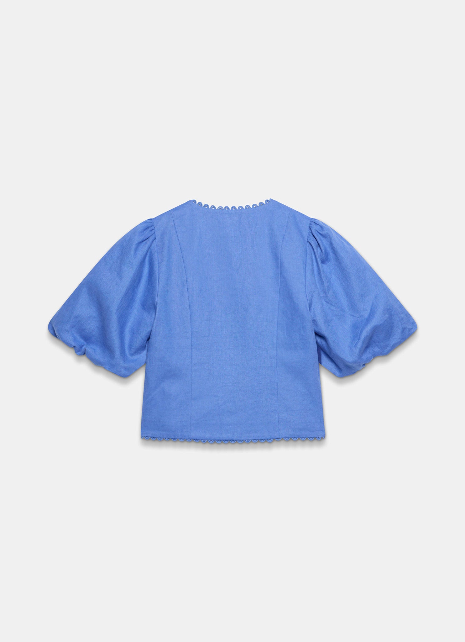 Blue Linen Puff Sleeve Top – Mint Velvet