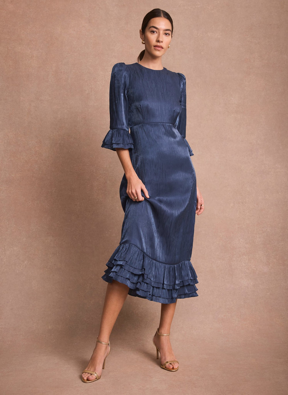 open lace back dress Flying Tomato Navy Lace Sleeve Velvet Mini Dress main image 0