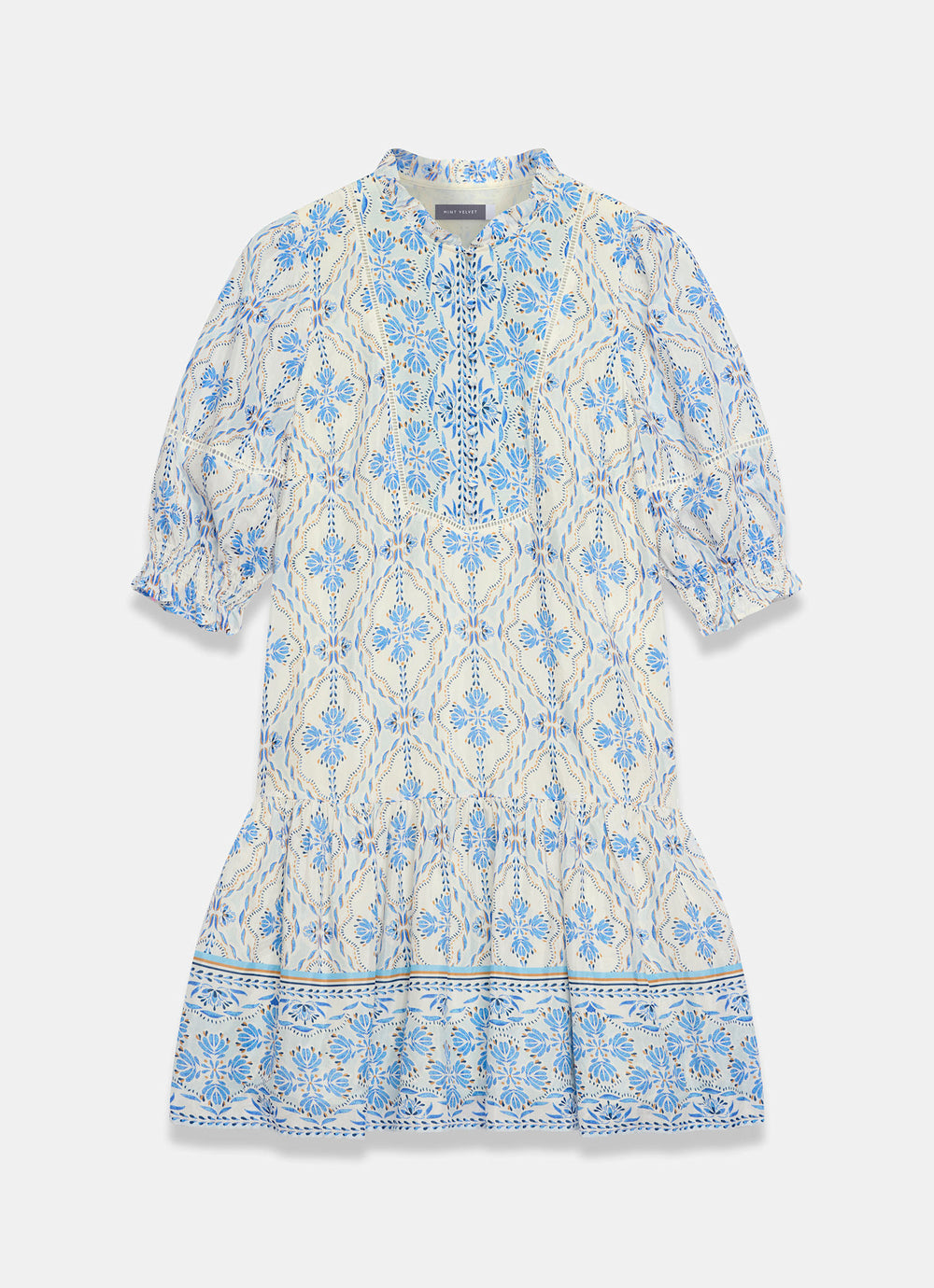 blue printed mini dress Blue Floral Print Mini Dress – Mint Velvet