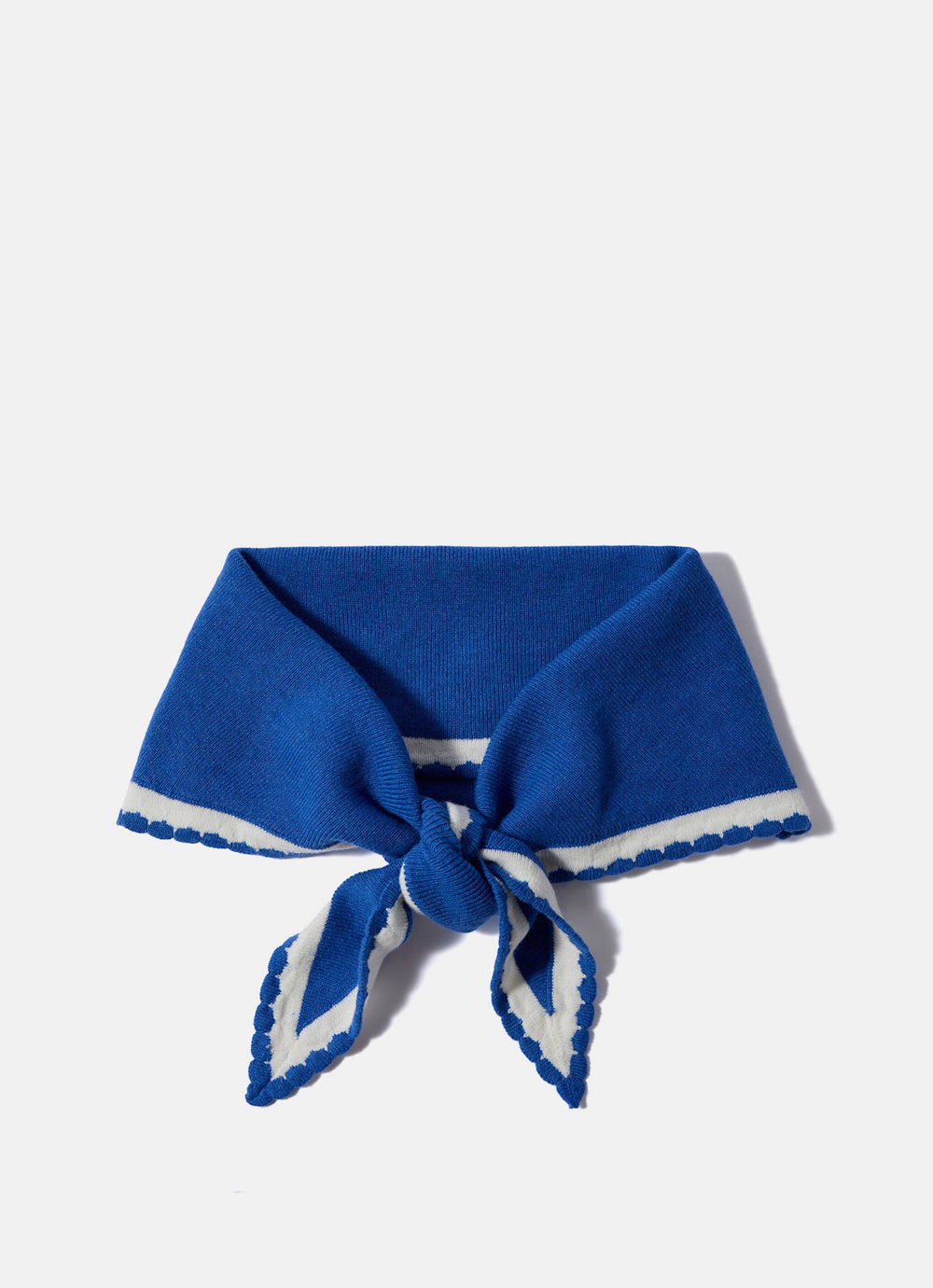 Blue Scallop Edge Knit Scarf