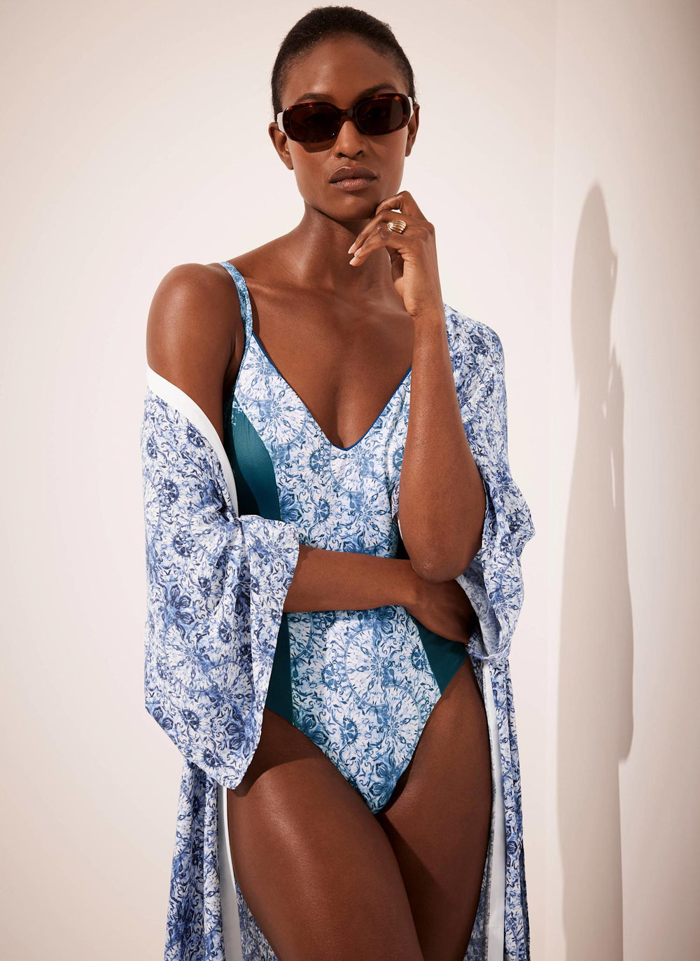 Blue Paisley Print Swimsuit