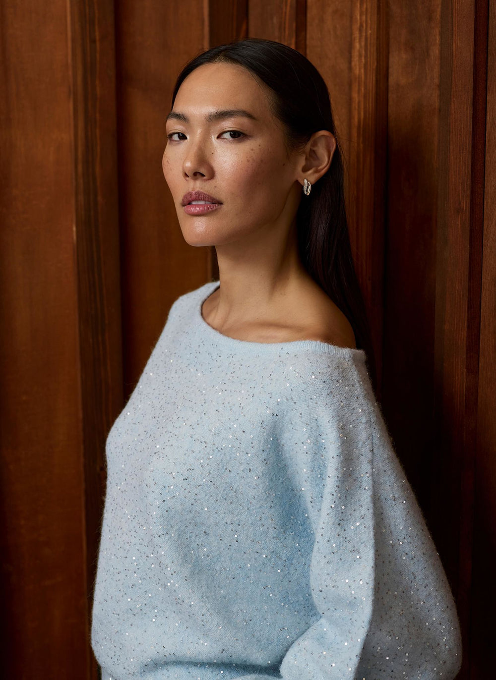 Pale Blue Sequin Embellished Jumper
