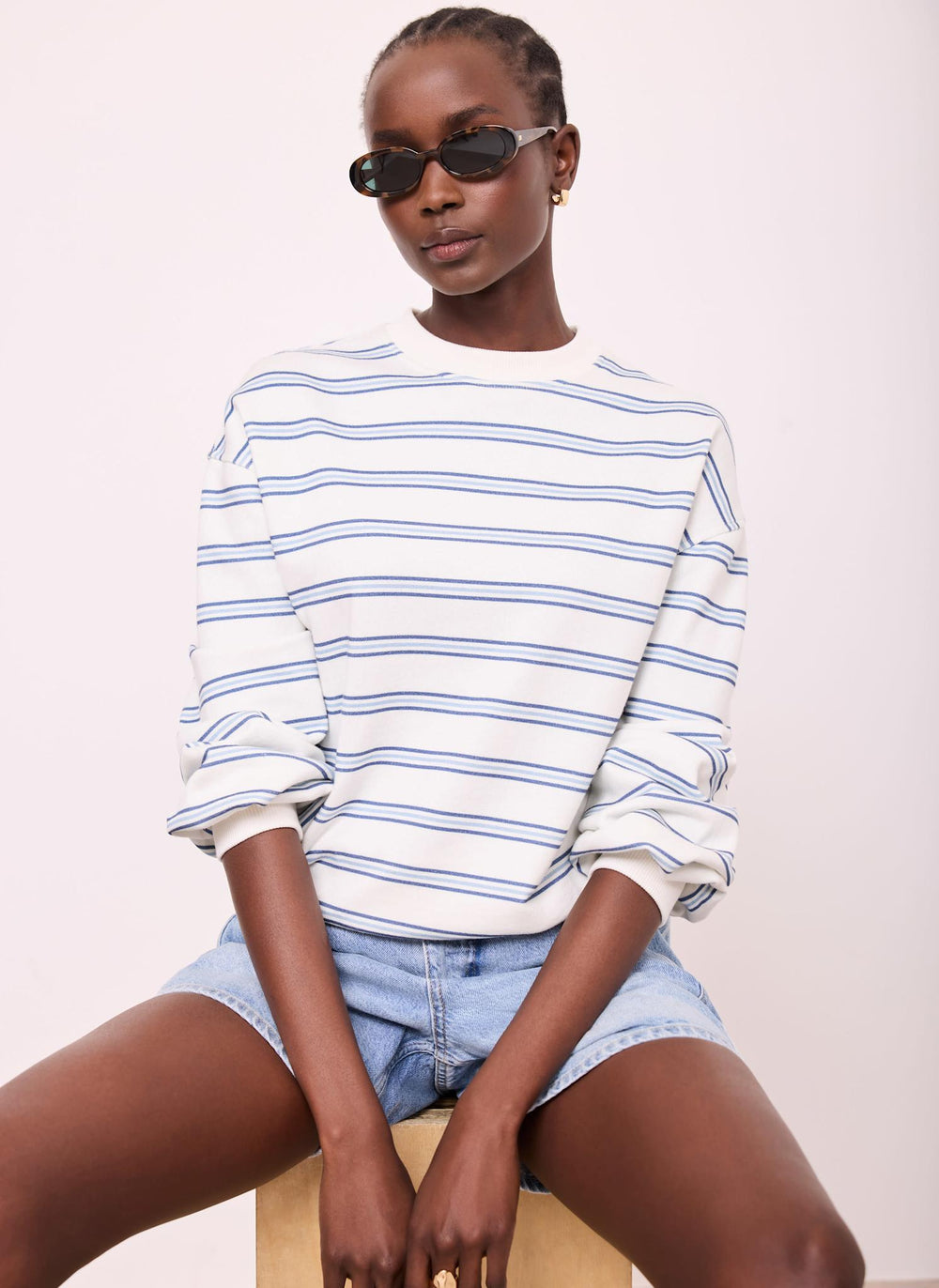 Blue Stripe Blouson Sweatshirt