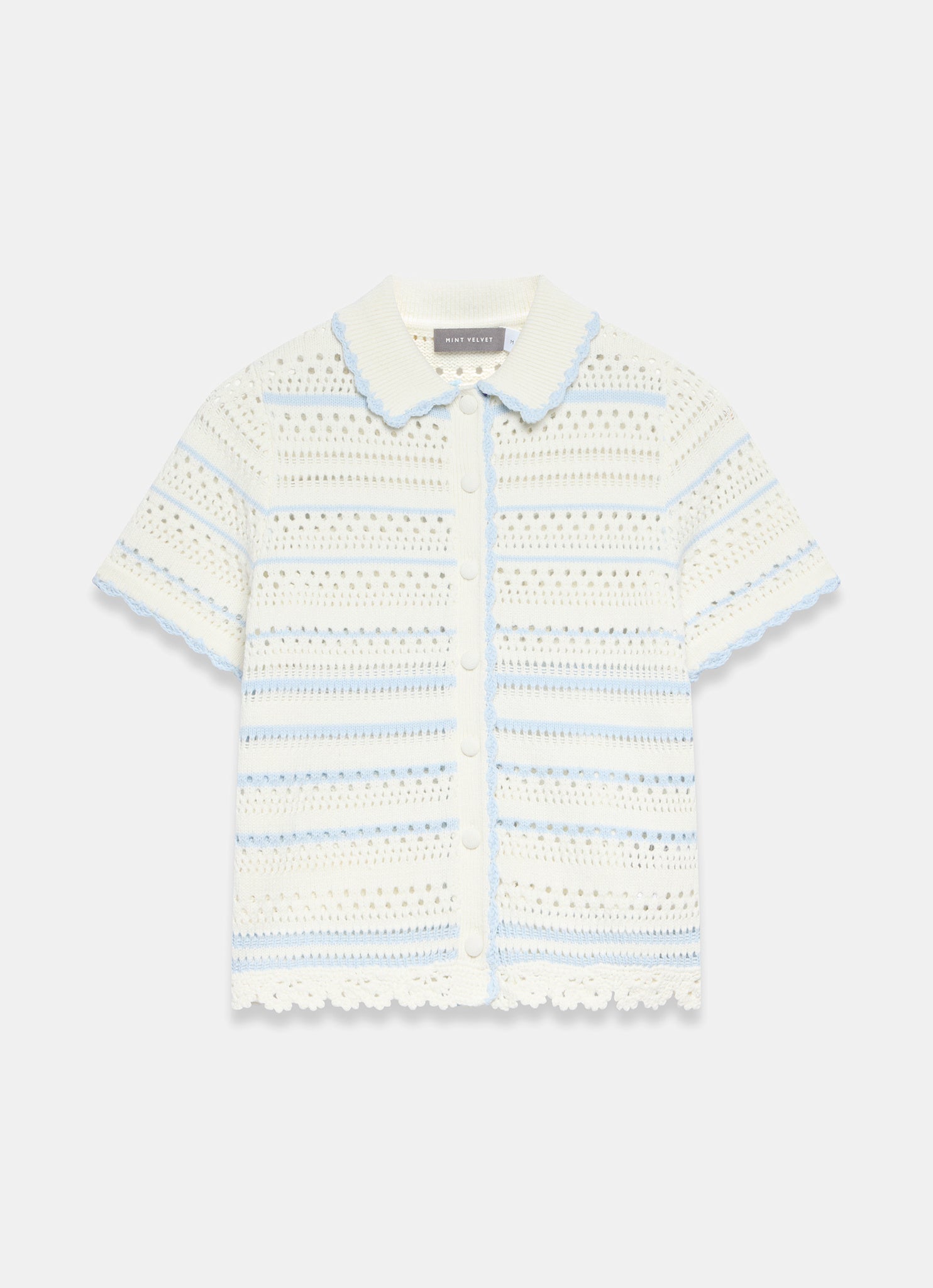 Cream Cotton Blend Stripe Crochet Top – Mint Velvet