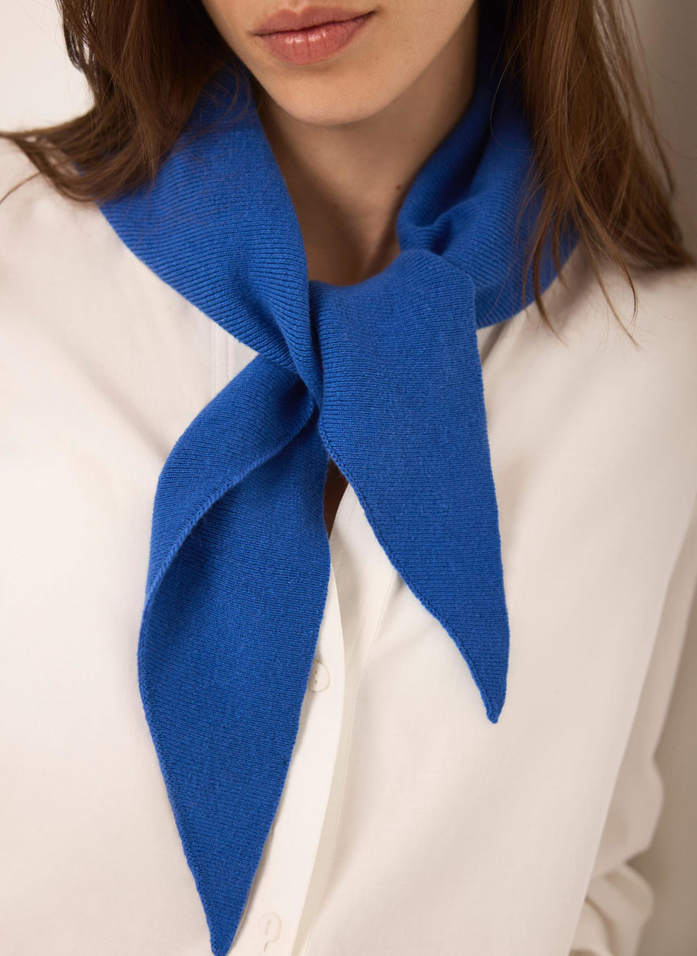 Blue Cotton Blend Triangle Knit Scarf