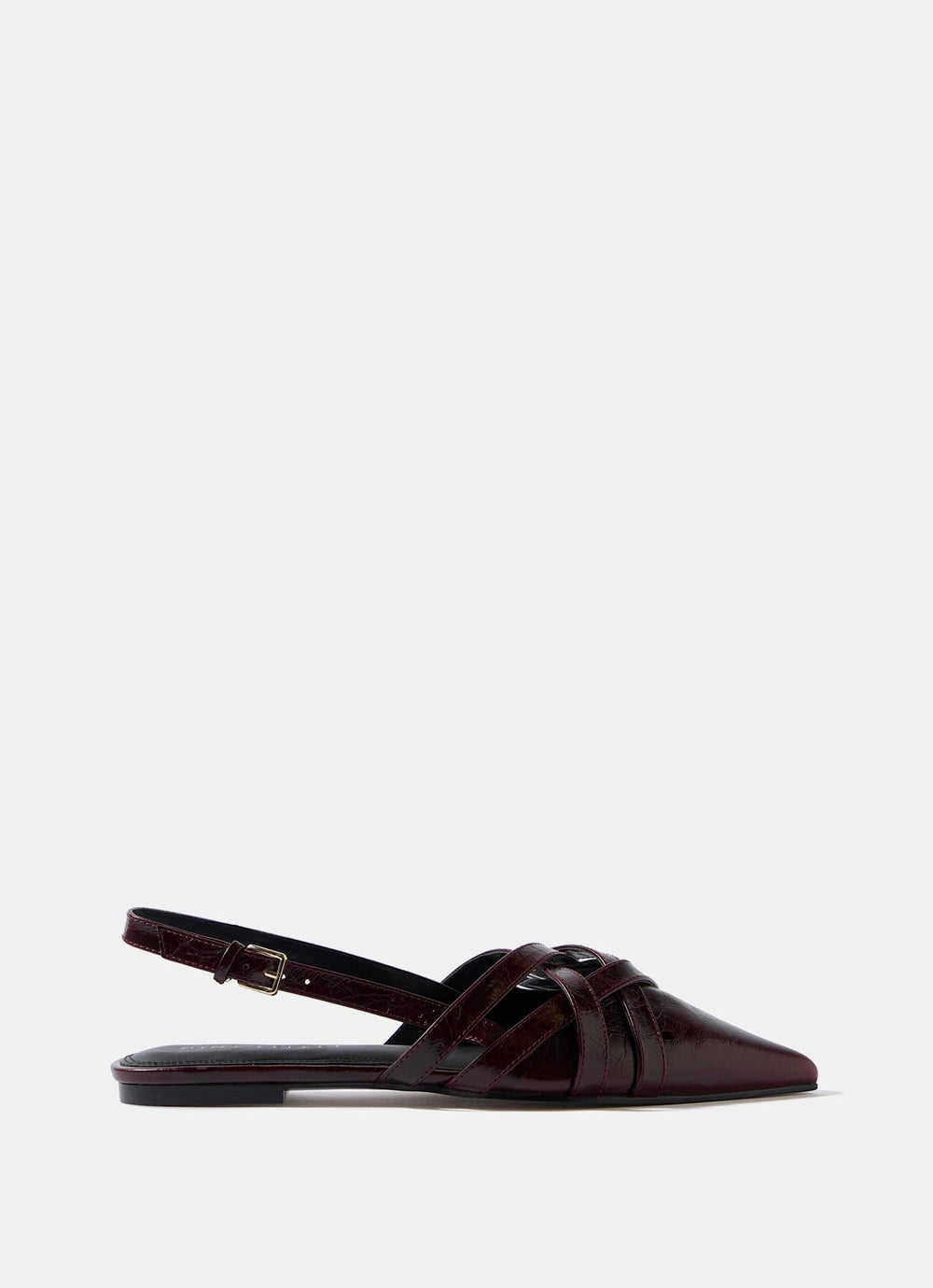 Bobbi Burgundy Leather Woven Flat Pumps