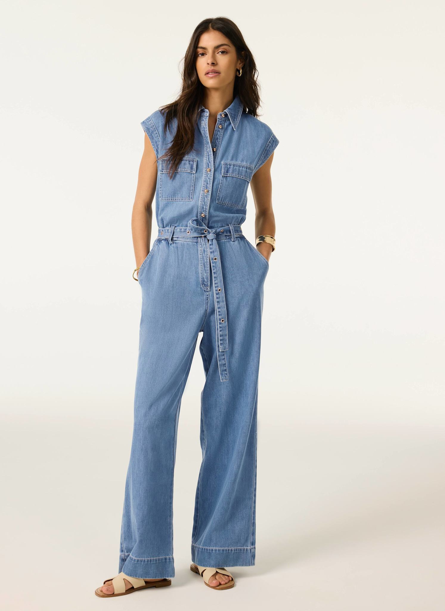 Mid Indigo Denim Jumpsuit – Mint Velvet