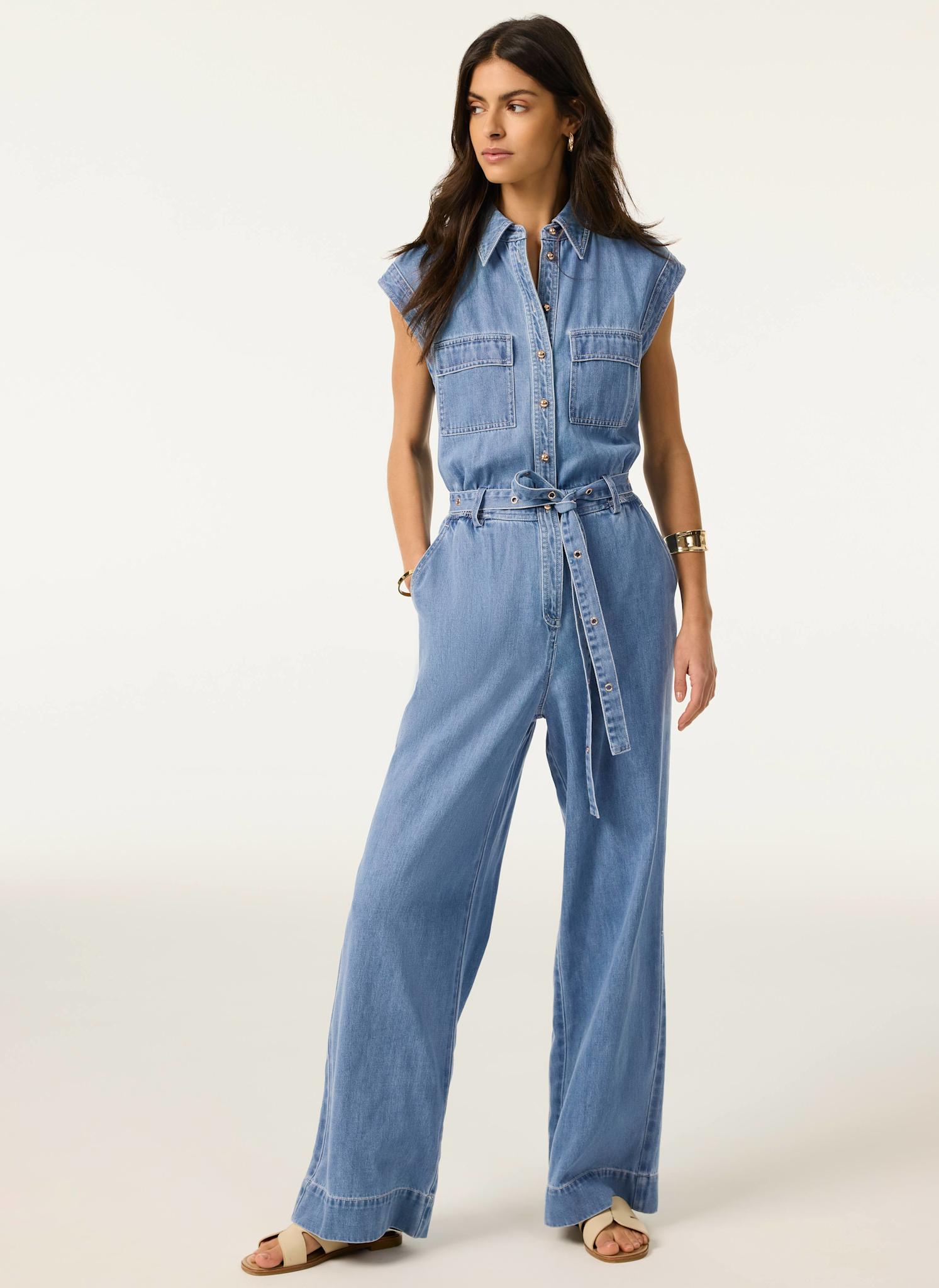 Mid Indigo Denim Jumpsuit – Mint Velvet