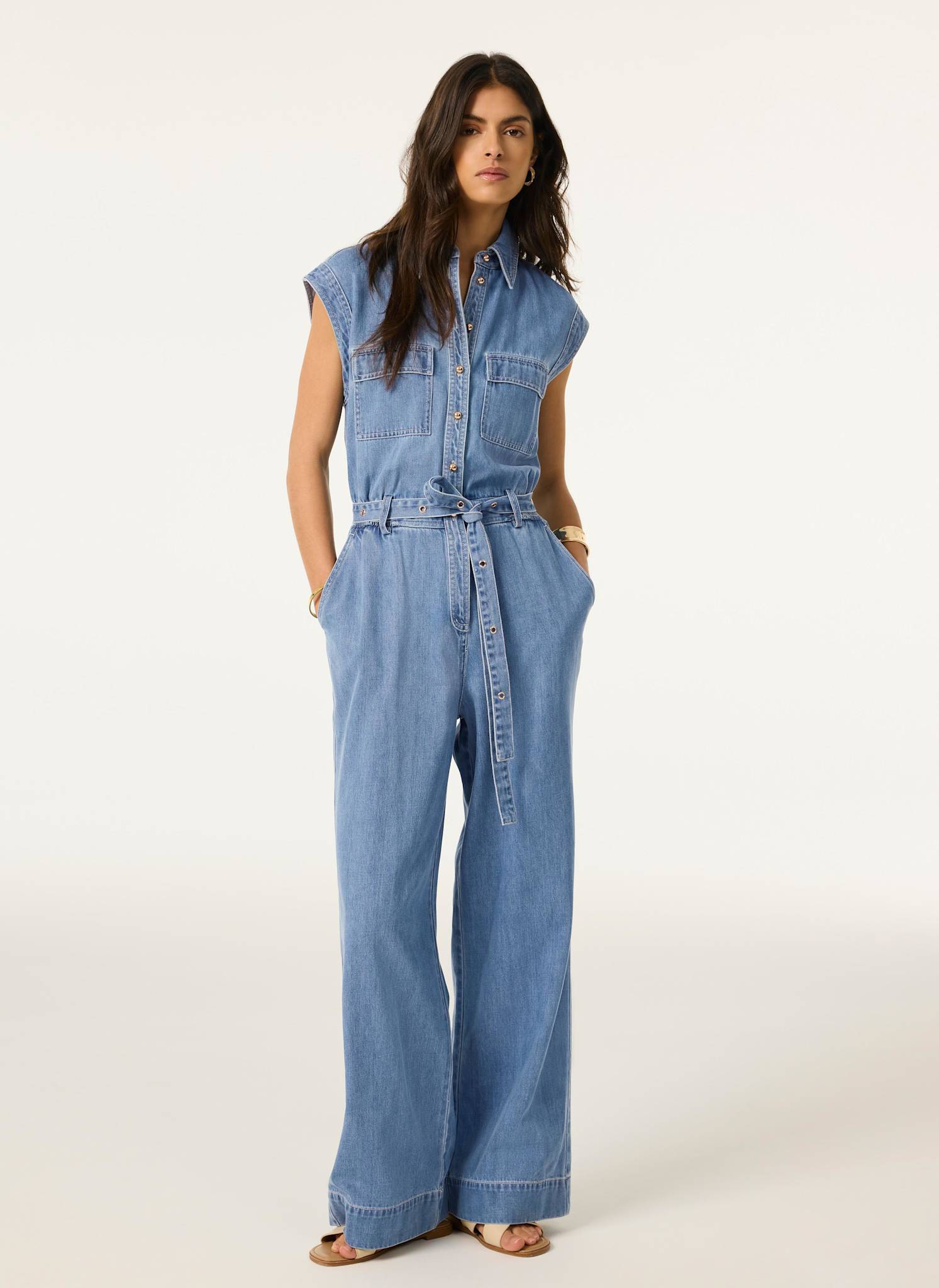 Mid Indigo Denim Jumpsuit – Mint Velvet