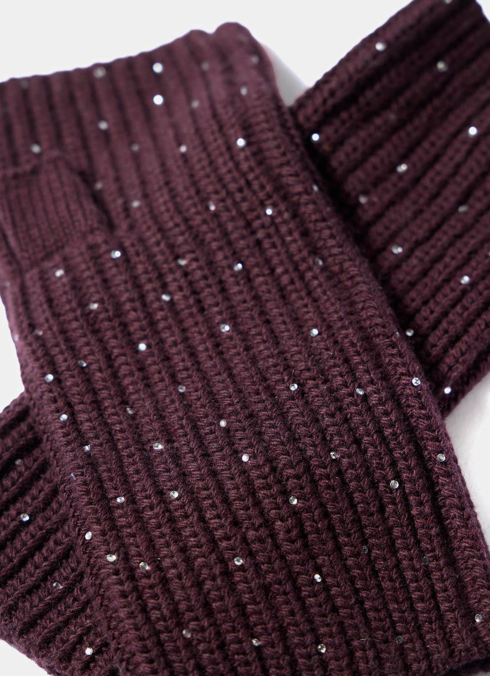 Burgundy Embellished Knit Hand Warmers