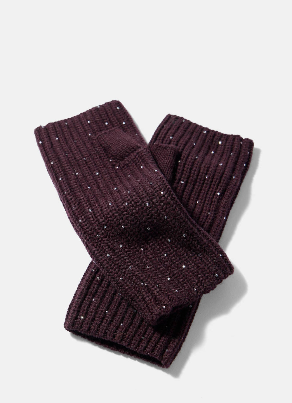 Burgundy Embellished Knit Hand Warmers