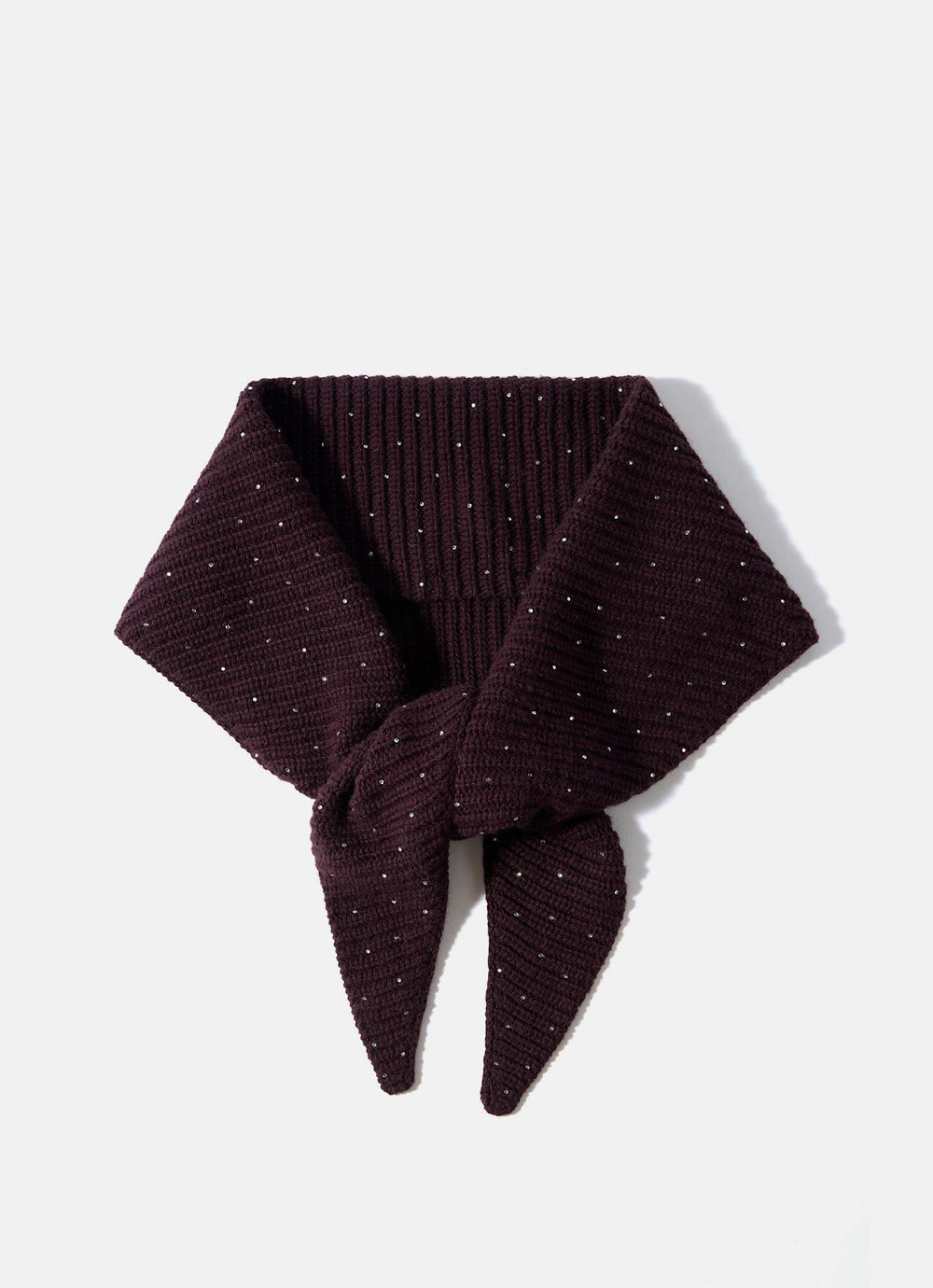 Burgundy Sequin Embellished Knit Scarf