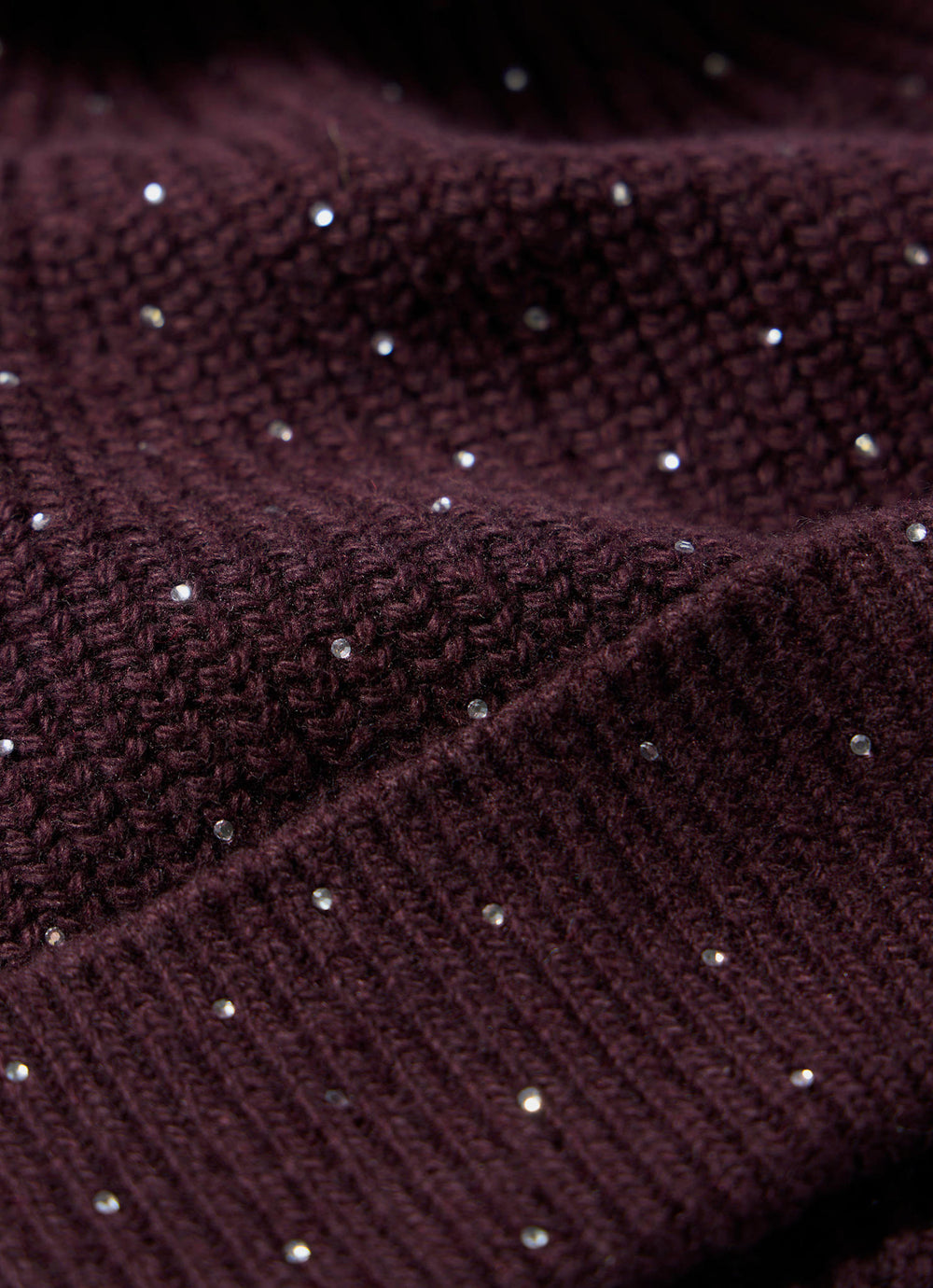 Burgundy Embellished Knit Bobble Hat