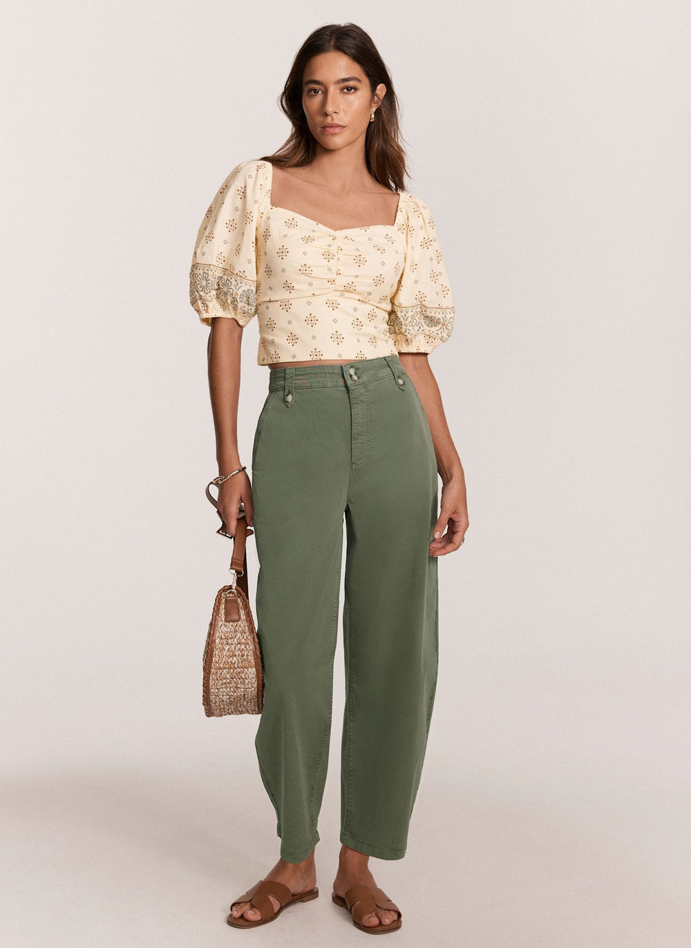 Neutral Print Cropped Top