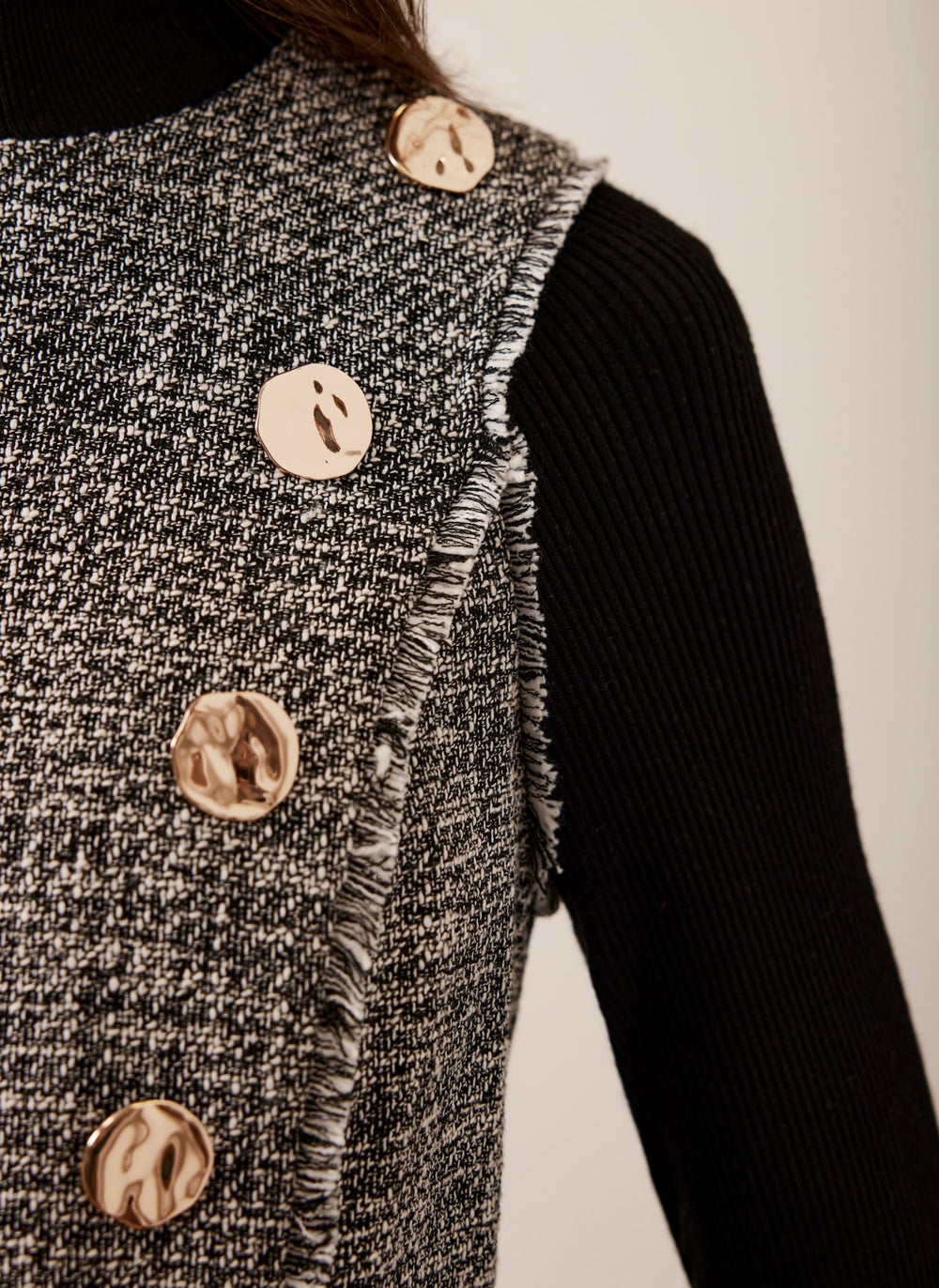 Black Boucle Knit Mini Dress