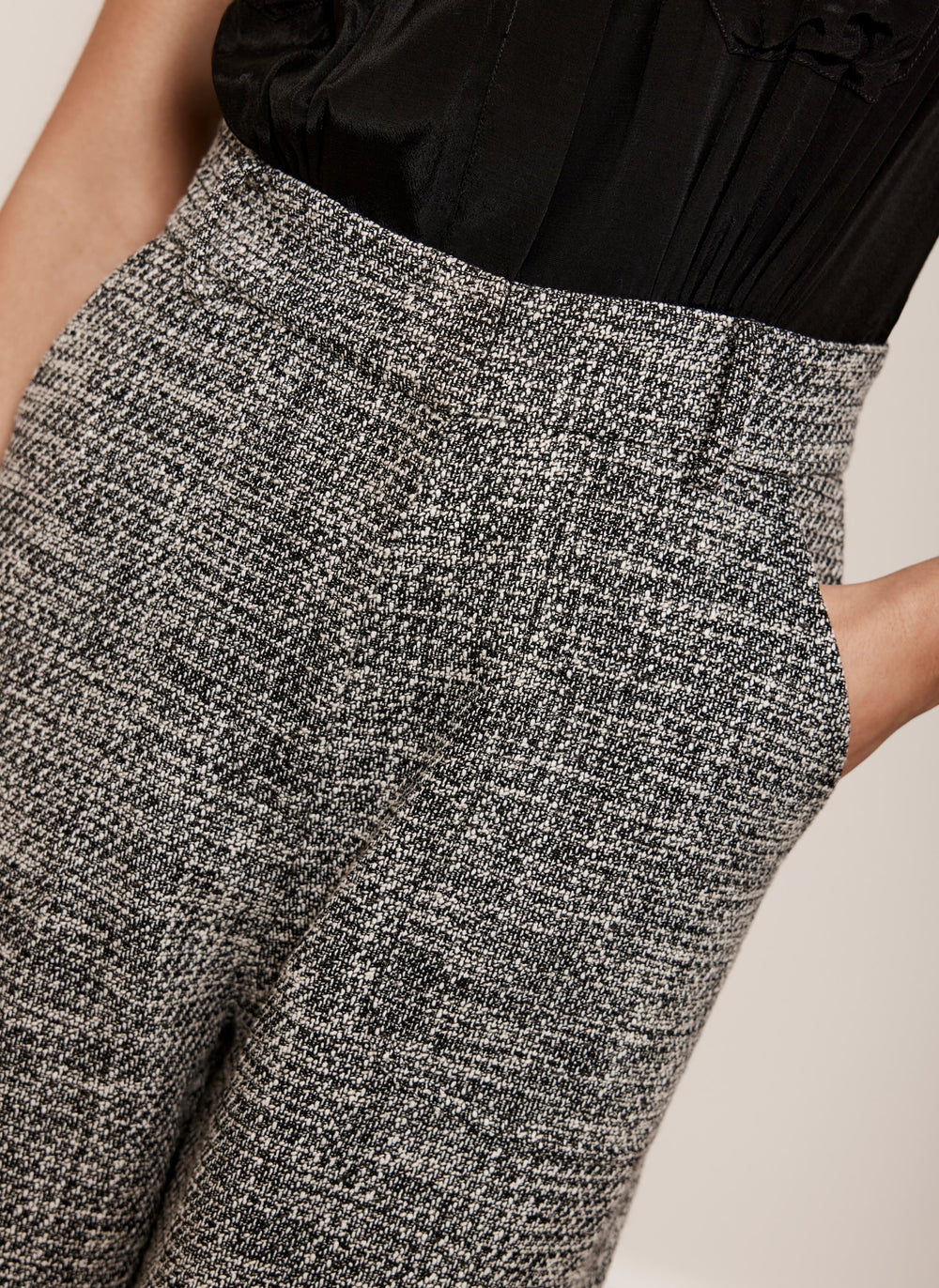 Black Boucle Wide Leg Jumpsuit