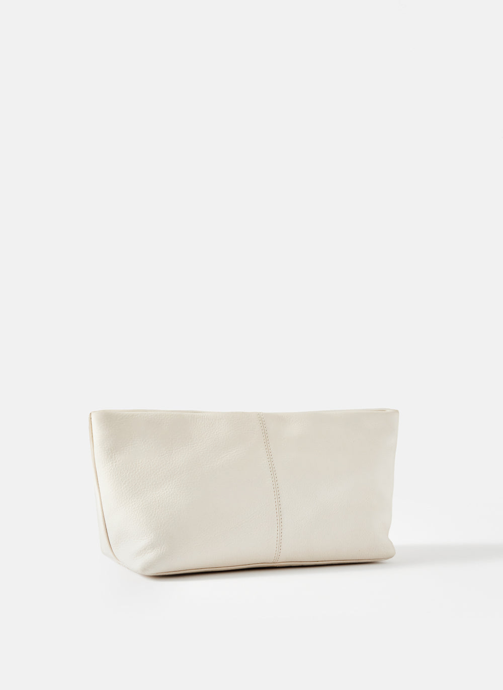 Cream Leather Bow Clutch Bag