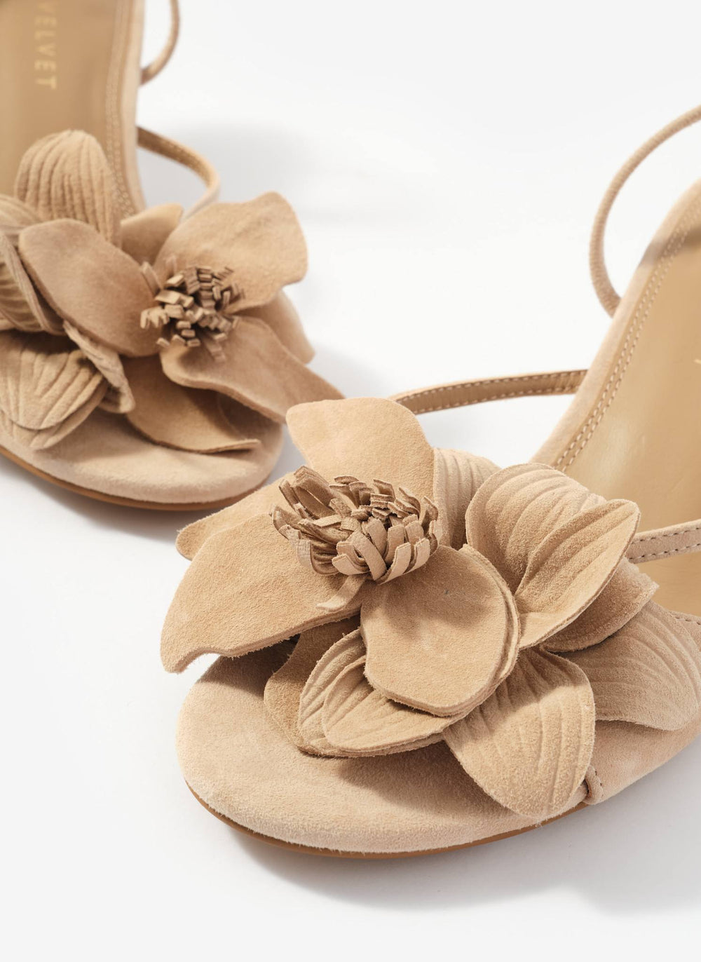 Bri Neutral Suede Flower Detail Heels