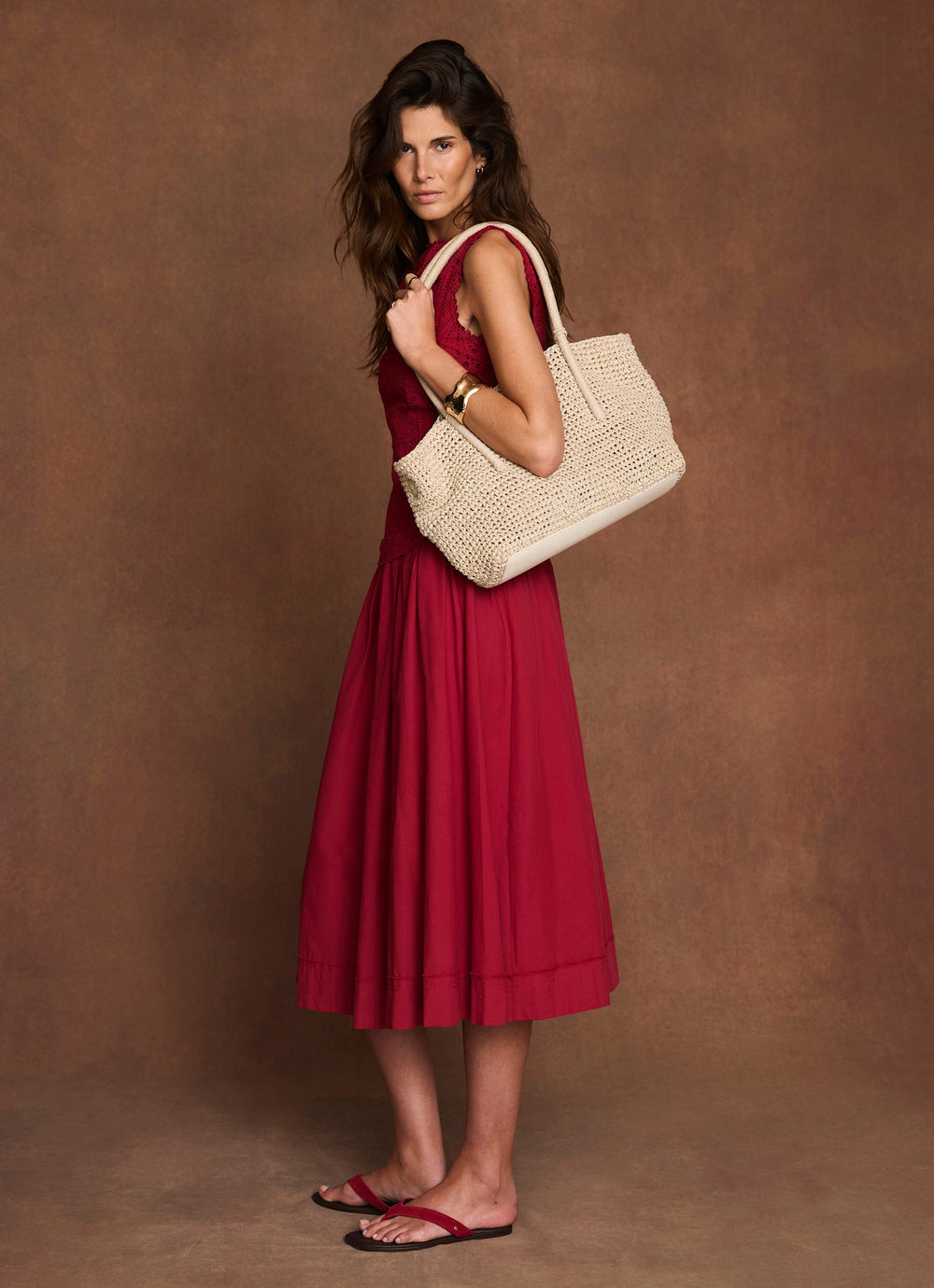 Mint Velvet Red Cotton Broderie Drop Waist Midi Dress | Size 8 | Red | Sleeveless Mint Velvet Red Cotton Broderie Drop Waist Midi Dress | Size 8 | Red | Sleeveless